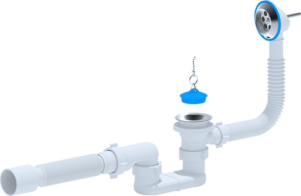 Слив-перелив для ванны АНИ пласт E055 40 мм, хром, с сифоном