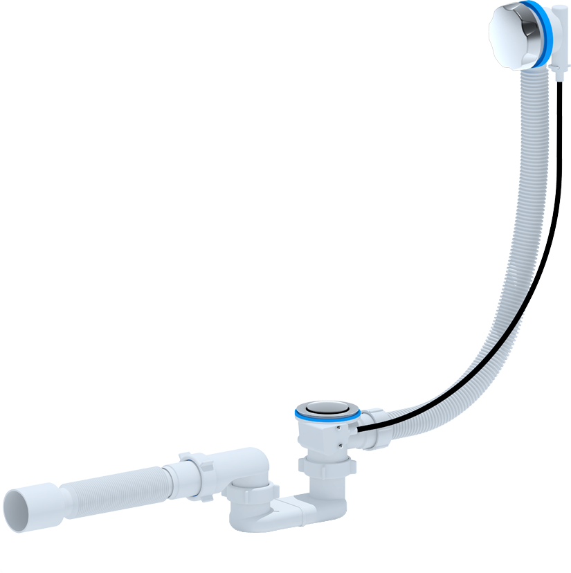 Слив-перелив для ванны АНИ пласт EM701 40 мм, полуавтомат, хром, с сифоном