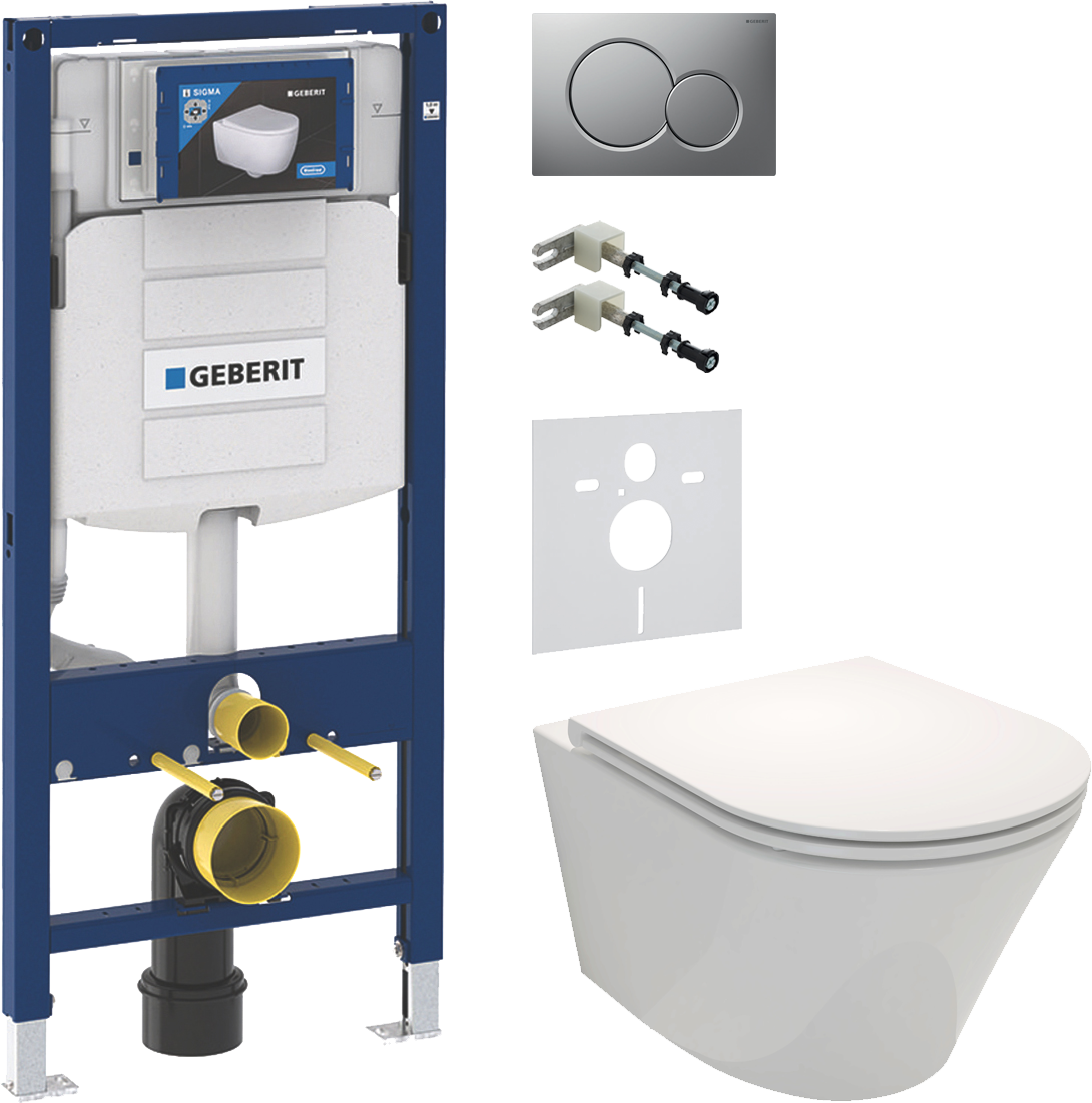 Комплект 6 в 1 Унитаз подвесной Jacob Delafon Rodin+ EDY102-00 + Сиденье E23280-00 с микролифтом + Звукоизоляция Geberit 156.050.00.1 + Инсталляция Duofix UP 320 111.300.00.5 (111.950.00.6) + Кнопка Sigma 01 115.770.JQ.5 цвет матовый хром + Крепления 111.