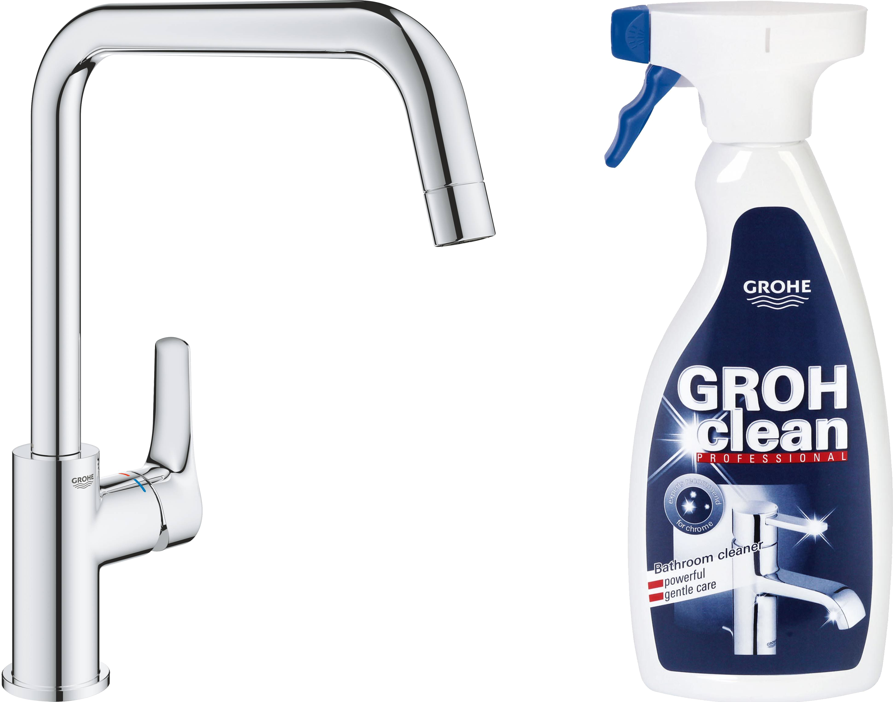 Смеситель для кухни Grohe Eurosmart 30567000 + средство для металлических поверхностей Grohe Grohclean 48166000 500 мл