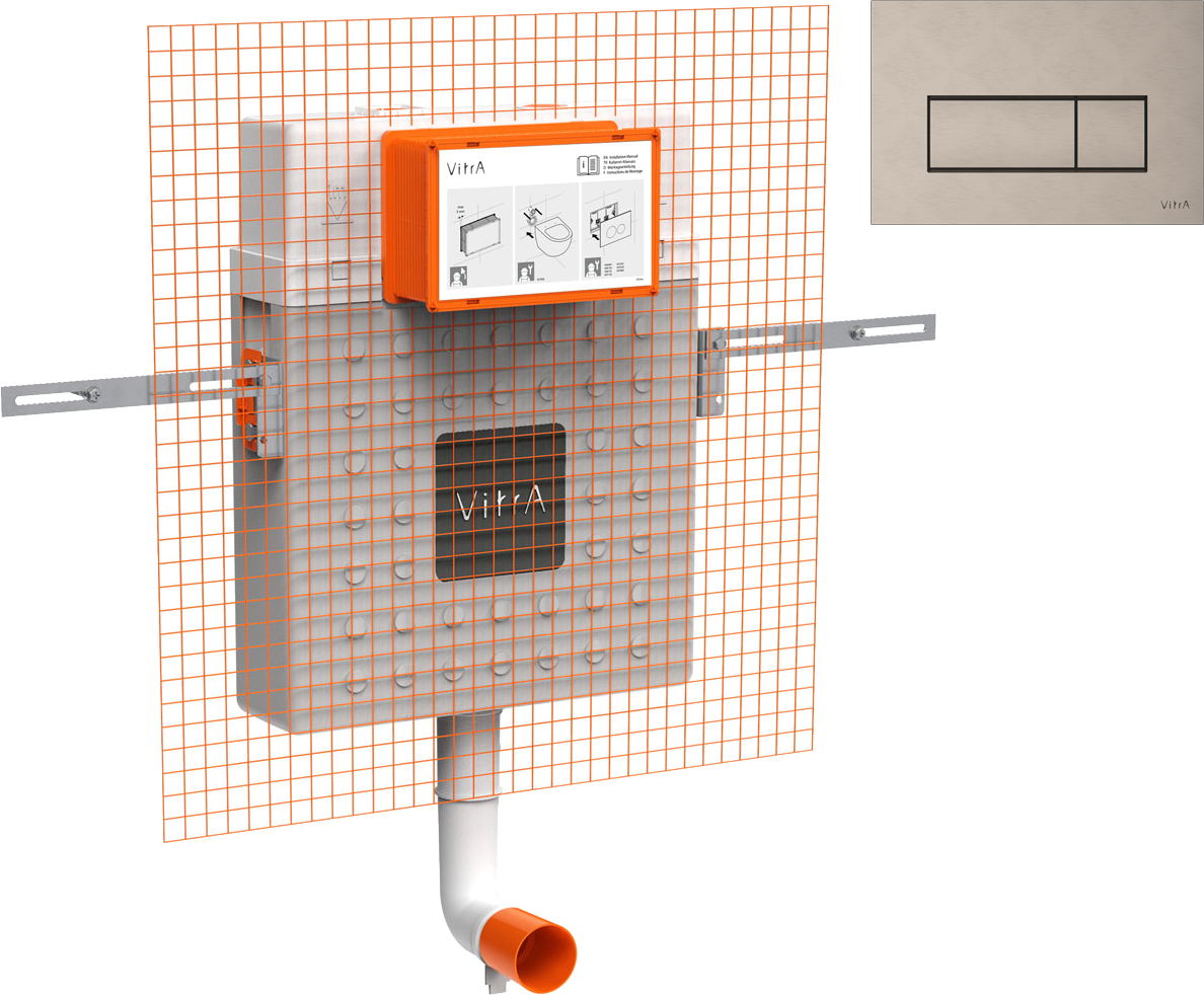 Комплект Бачок VitrA V12 762-1740-01 + Кнопка Root Square 740-2395 пластик, цвет никель