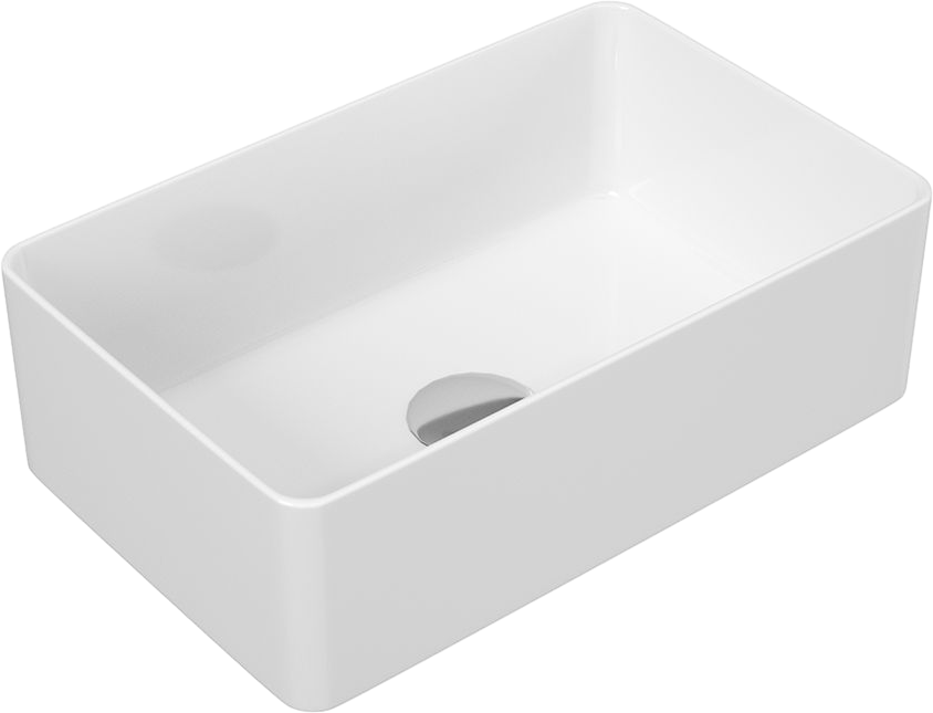 Накладная раковина Bauedge Hotel 37 глянцевая белая, прямоугольная