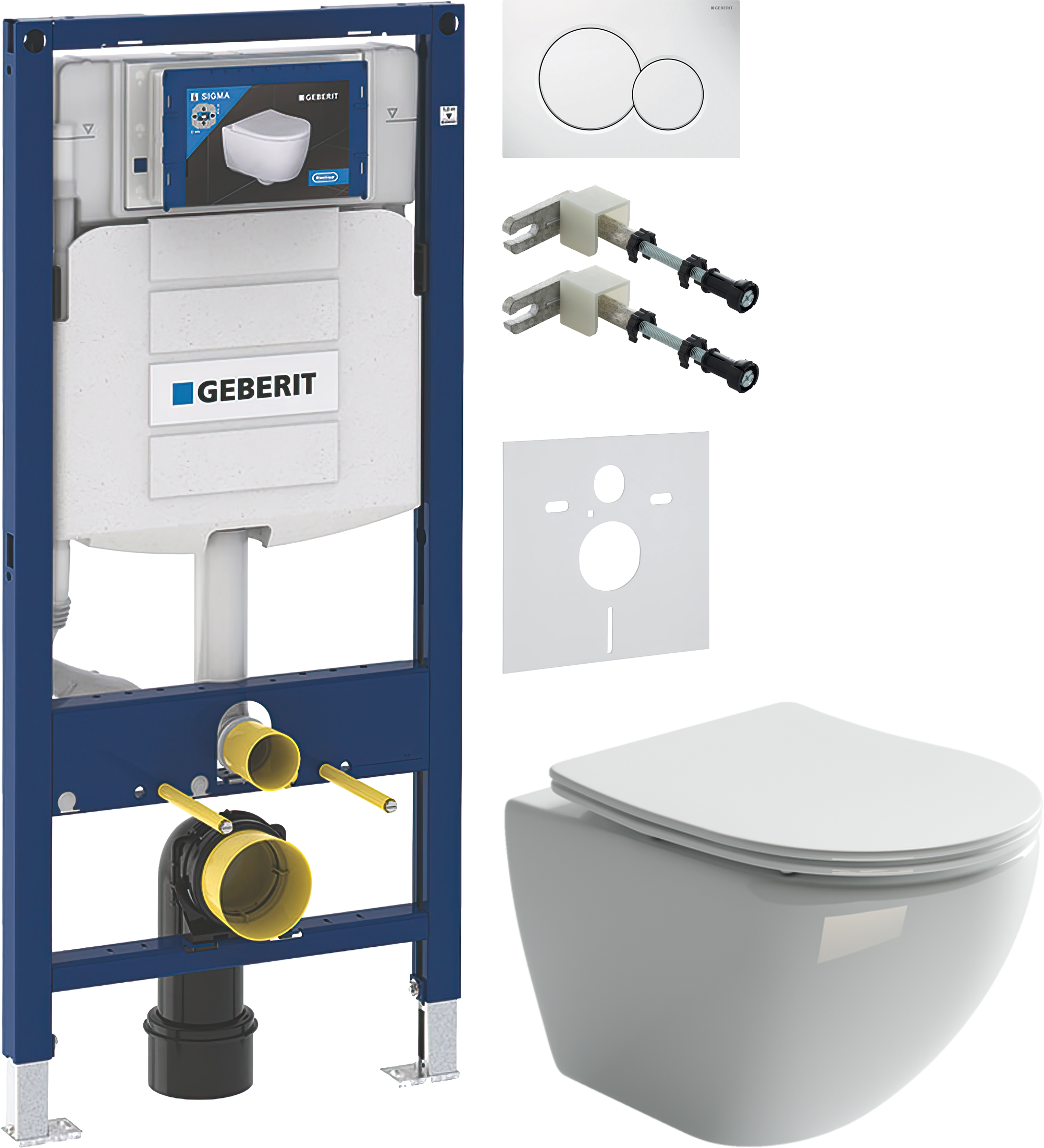 Комплект 5 в 1 Унитаз подвесной Ceramicanova Metropol CN4002 + Крепления Geberit Duofix 111.815.00.1 к стене + Звукоизоляция 156.050.00.1 + Инсталляция UP 320 111.300.00.5 (111.950.00.6) + Кнопка Sigma 01 115.770.11.5 цвет белый