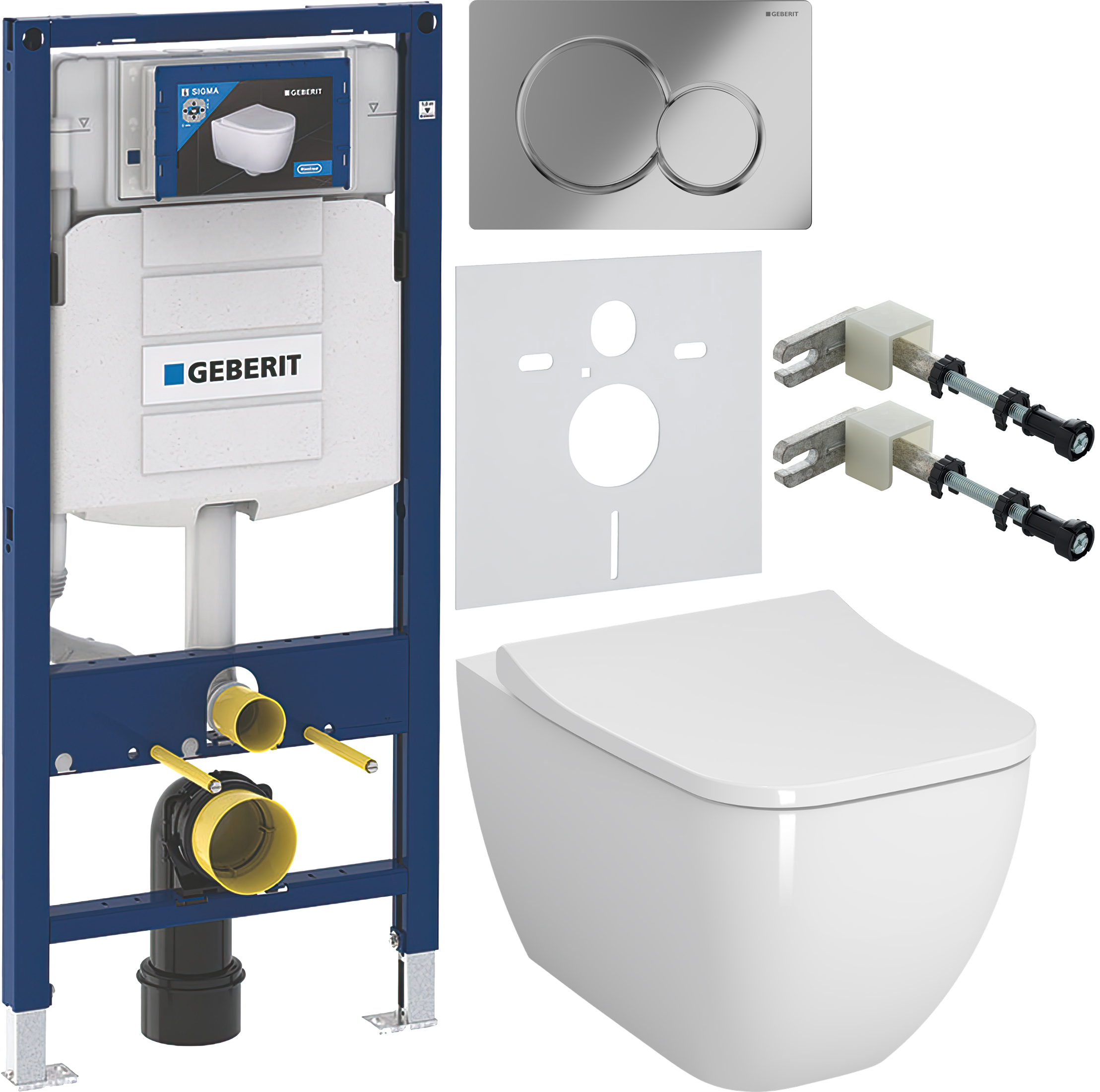 Комплект 6 в 1 Унитаз подвесной VitrA Shift 7742B003-0075, белая глянцевая + Сиденье Integra Square 191-003-009, с микролифтом + Инсталляция Geberit Duofix UP 320 111.300.00.5 (111.950.00.6) + Кнопка Sigma 01 115.770.21.5 цвет глянцевый хром + Крепления 1