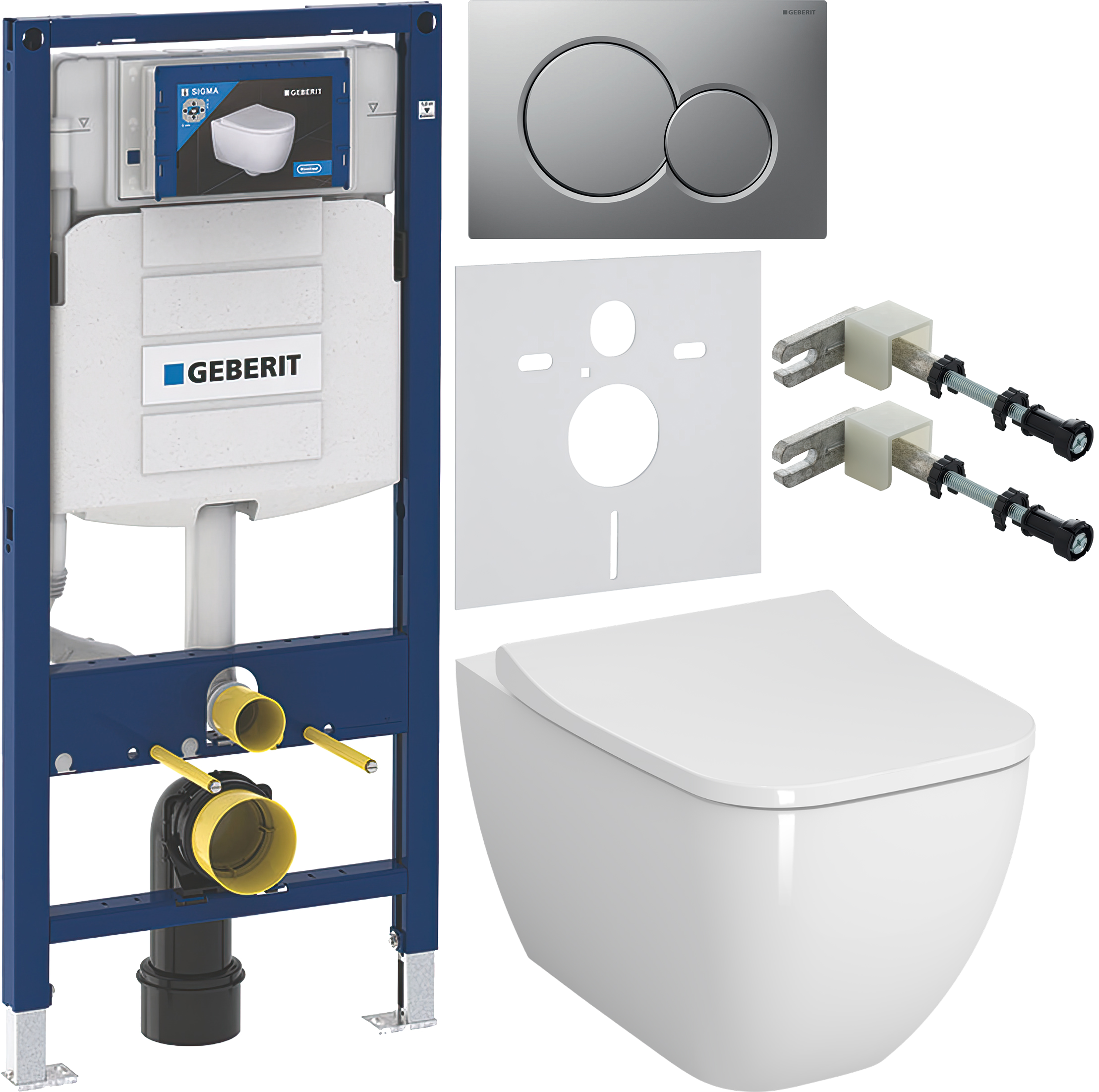 Комплект 6 в 1 Унитаз подвесной VitrA Shift 7742B003-0075, белая глянцевая + Сиденье Integra Square 191-003-009, с микролифтом + Инсталляция Geberit Duofix UP 320 111.300.00.5 (111.950.00.6) + Кнопка Sigma 01 115.770.JQ.5 цвет матовый хром + Крепления 111