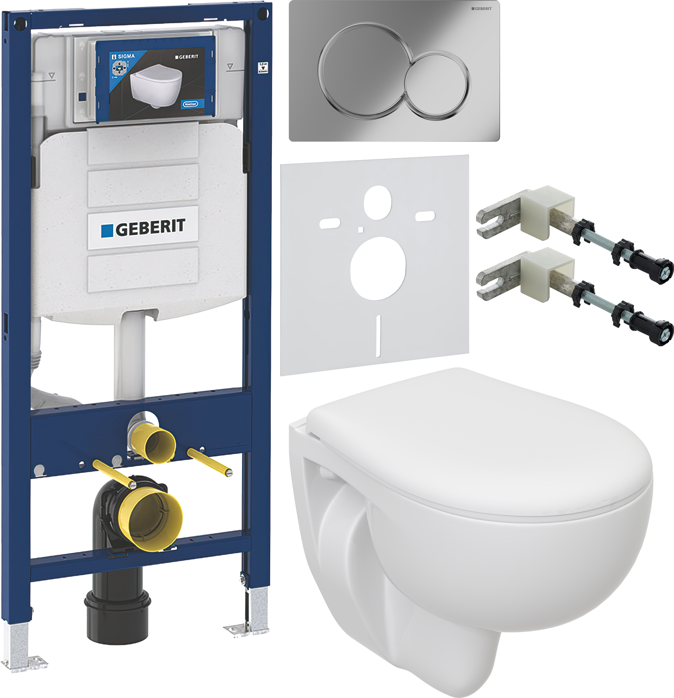 Комплект 6 в 1 Унитаз подвесной Seramiksan Natura A051041H + Сиденье AG50002 + Инсталляция Geberit Duofix UP 320 111.300.00.5 (111.950.00.6) + Кнопка Sigma 01 115.770.21.5 цвет глянцевый хром + Крепления 111.815.00.1, к стене + Звукоизоляция 156.050.00.1