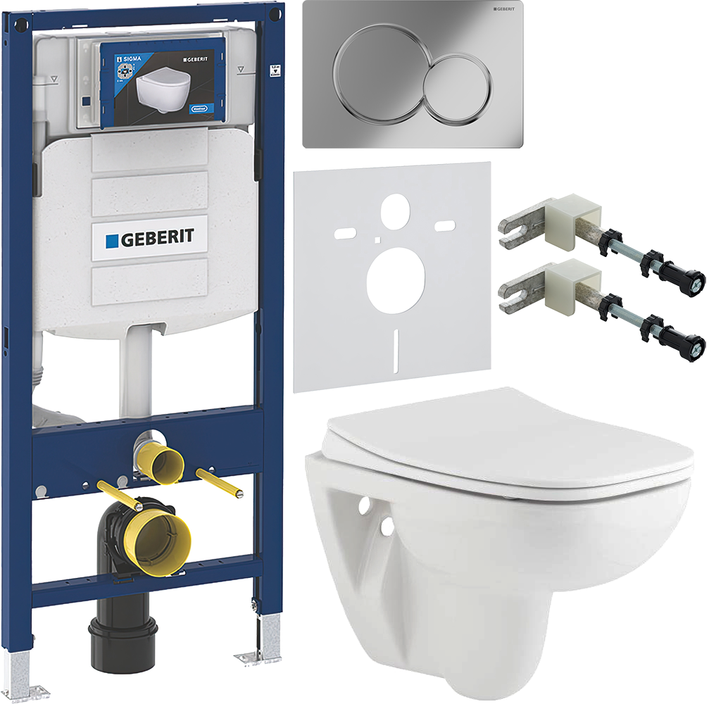 Комплект 6 в 1 Унитаз подвесной Seramiksan Petite A101002H + Сиденье AG50006 + Инсталляция Geberit Duofix 111.300.00.5 + Кнопка Sigma 01 115.770.21.5 + Крепления 111.815.00.1 + Звукоизоляция 156.050.00.1