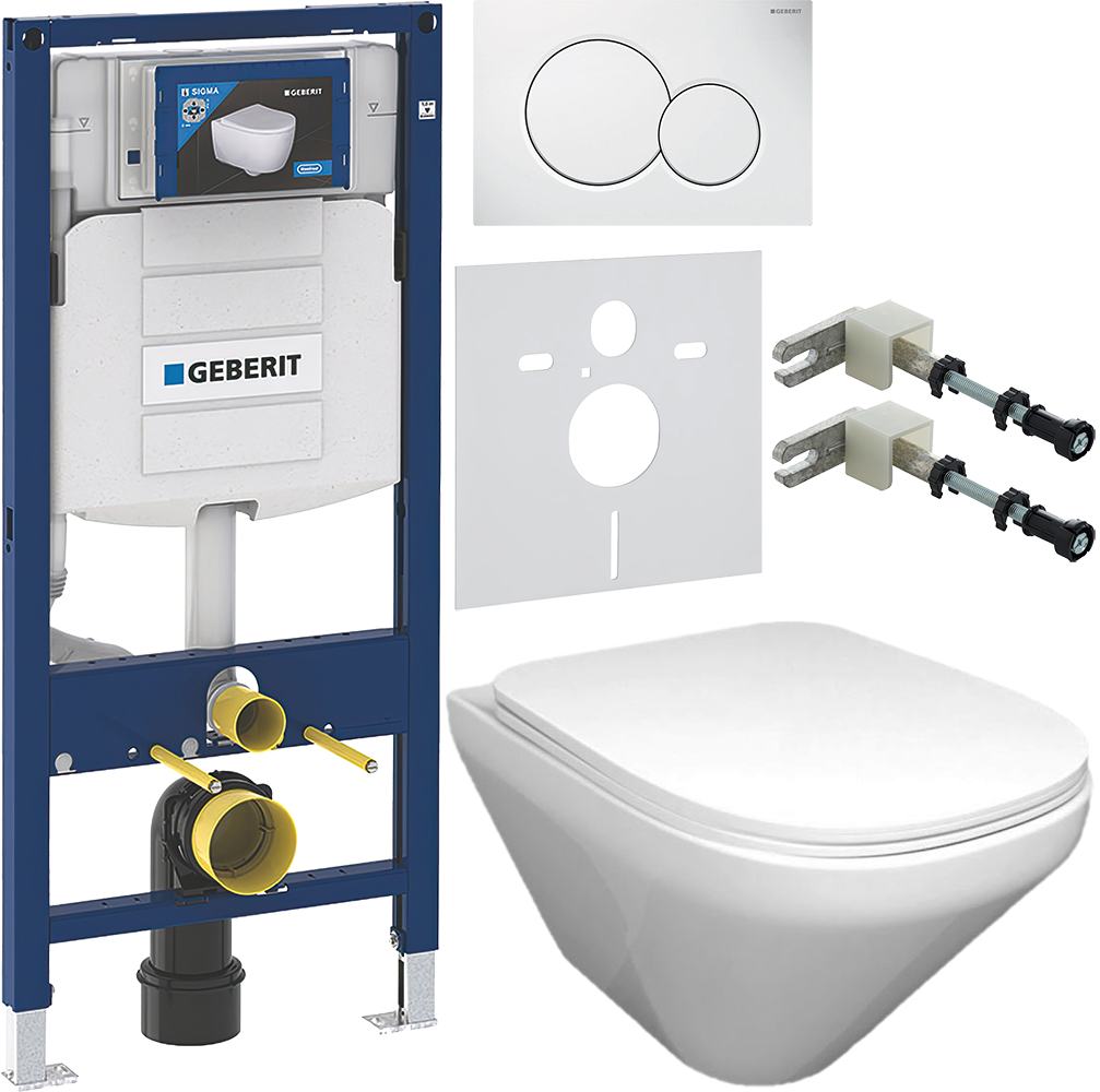 Комплект 6 в 1 Унитаз подвесной Jacob Delafon Modern Life E77725-0 + Сиденье E77168-0 с микролифтом + Инсталляция Geberit Duofix UP 320 111.300.00.5 (111.950.00.6) + Кнопка Sigma 01 115.770.11.5 цвет белый + Крепления 111.815.00.1 к стене + Звукоизоляция