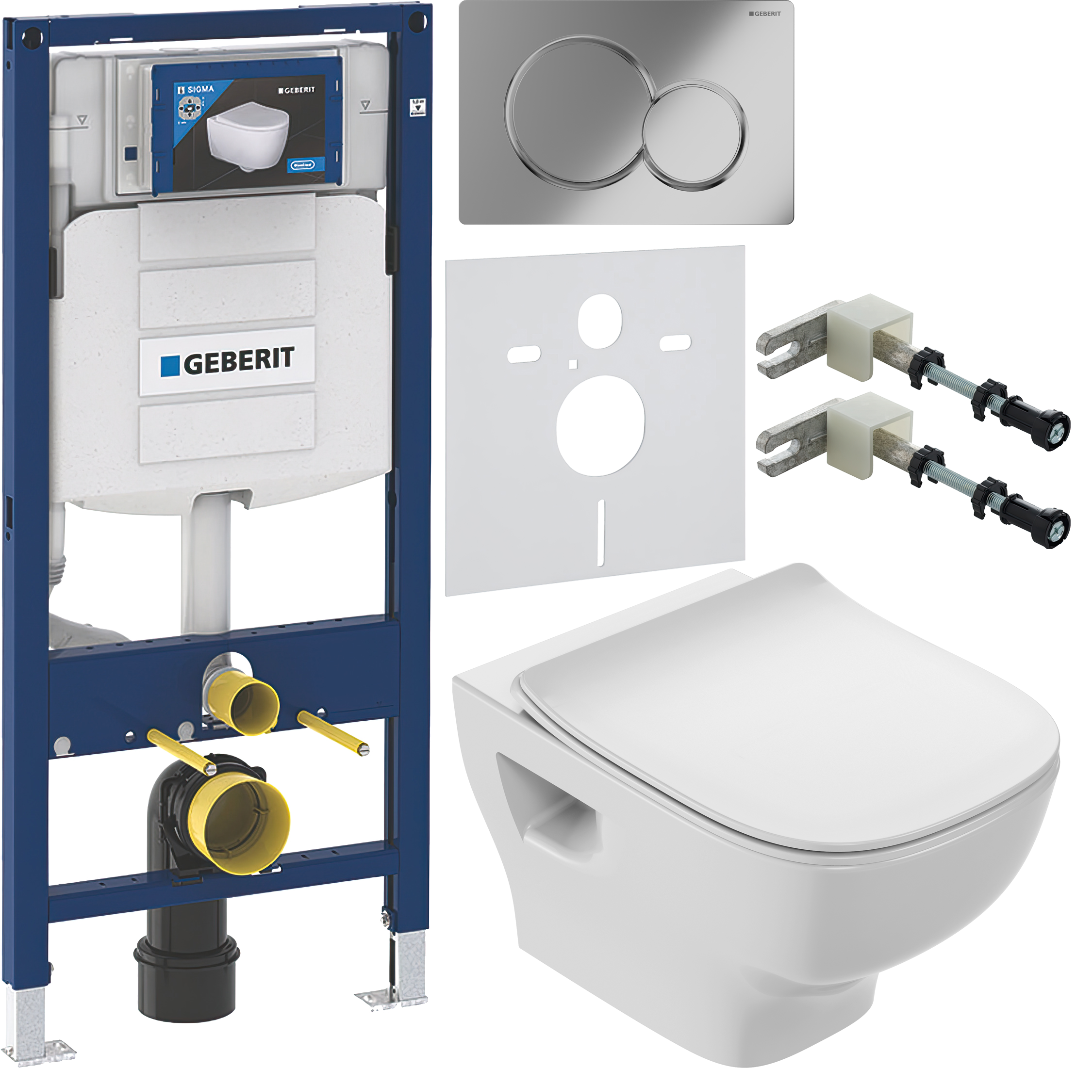 Комплект 6 в 1 Унитаз подвесной Jacob Delafon Struktura EDF102-00 + Сиденье E70025-00 с микролифтом + Инсталляция Geberit Duofix UP 320 111.300.00.5 (111.950.00.6) + Кнопка Sigma 01 115.770.21.5 цвет глянцевый хром + Крепления 111.815.00.1 к стене + Звуко