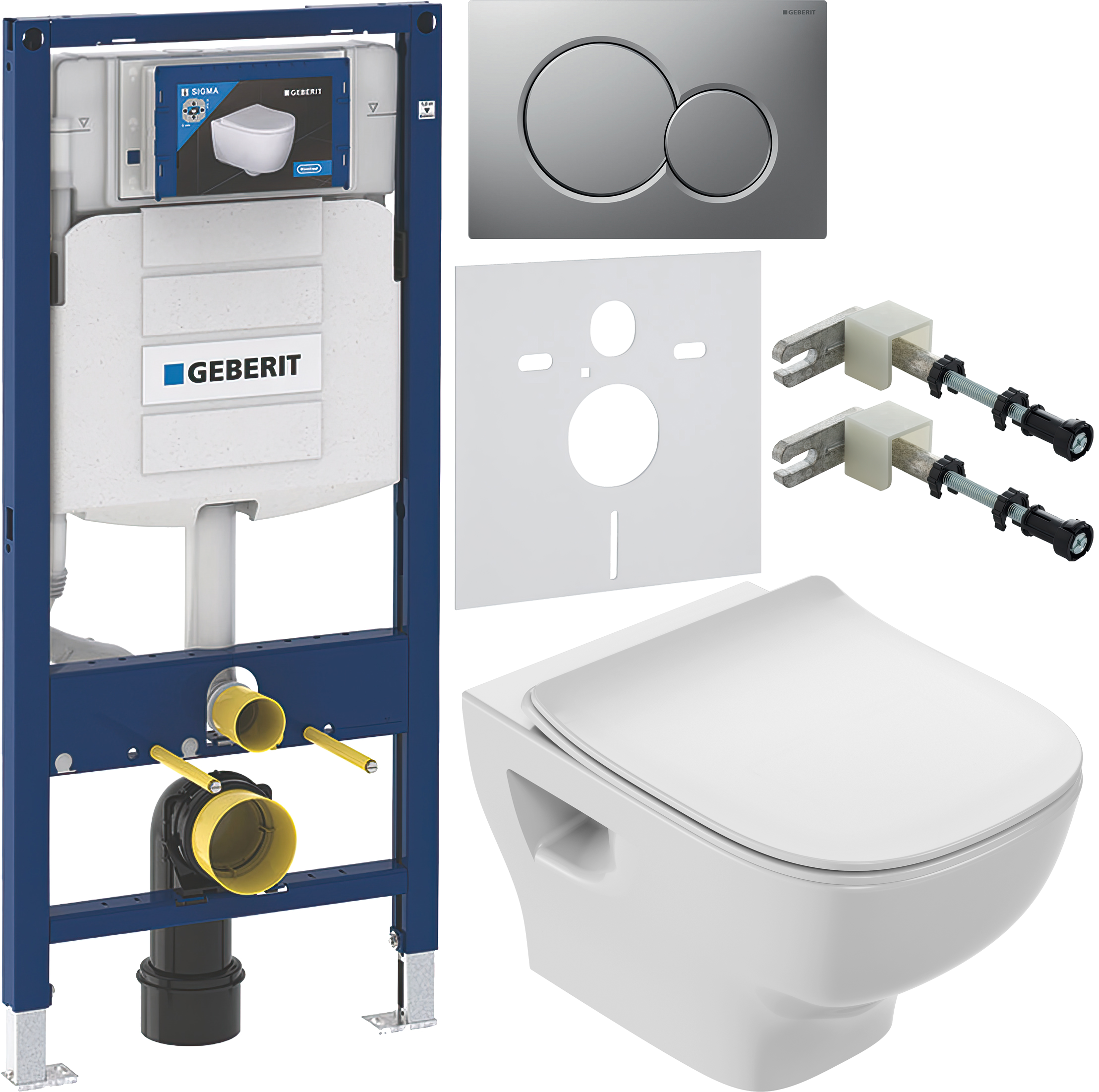 Комплект 6 в 1 Унитаз подвесной Jacob Delafon Struktura EDF102-00 + Сиденье E70025-00 с микролифтом + Инсталляция Geberit Duofix UP 320 111.300.00.5 (111.950.00.6) + Кнопка Sigma 01 115.770.JQ.5 цвет матовый хром + Крепления 111.815.00.1 к стене + Звукоиз