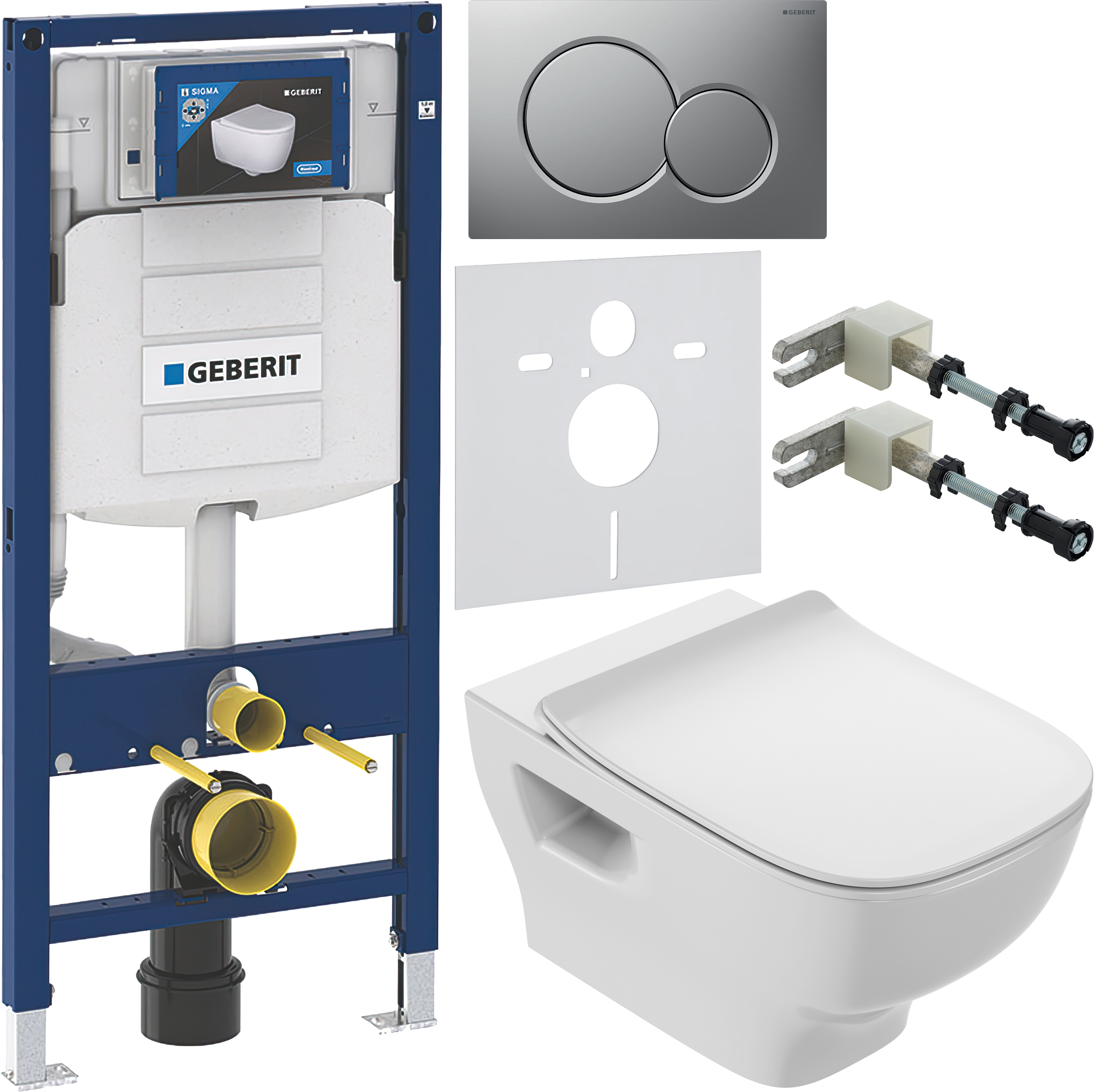 Комплект 6 в 1 Унитаз подвесной Jacob Delafon Struktura EDE102 + Сиденье E28931-WTE с микролифтом + Инсталляция Geberit Duofix UP 320 111.300.00.5 (111.950.00.6) + Кнопка Sigma 01 115.770.JQ.5 цвет матовый хром + Крепления 111.815.00.1 к стене + Звукоизол