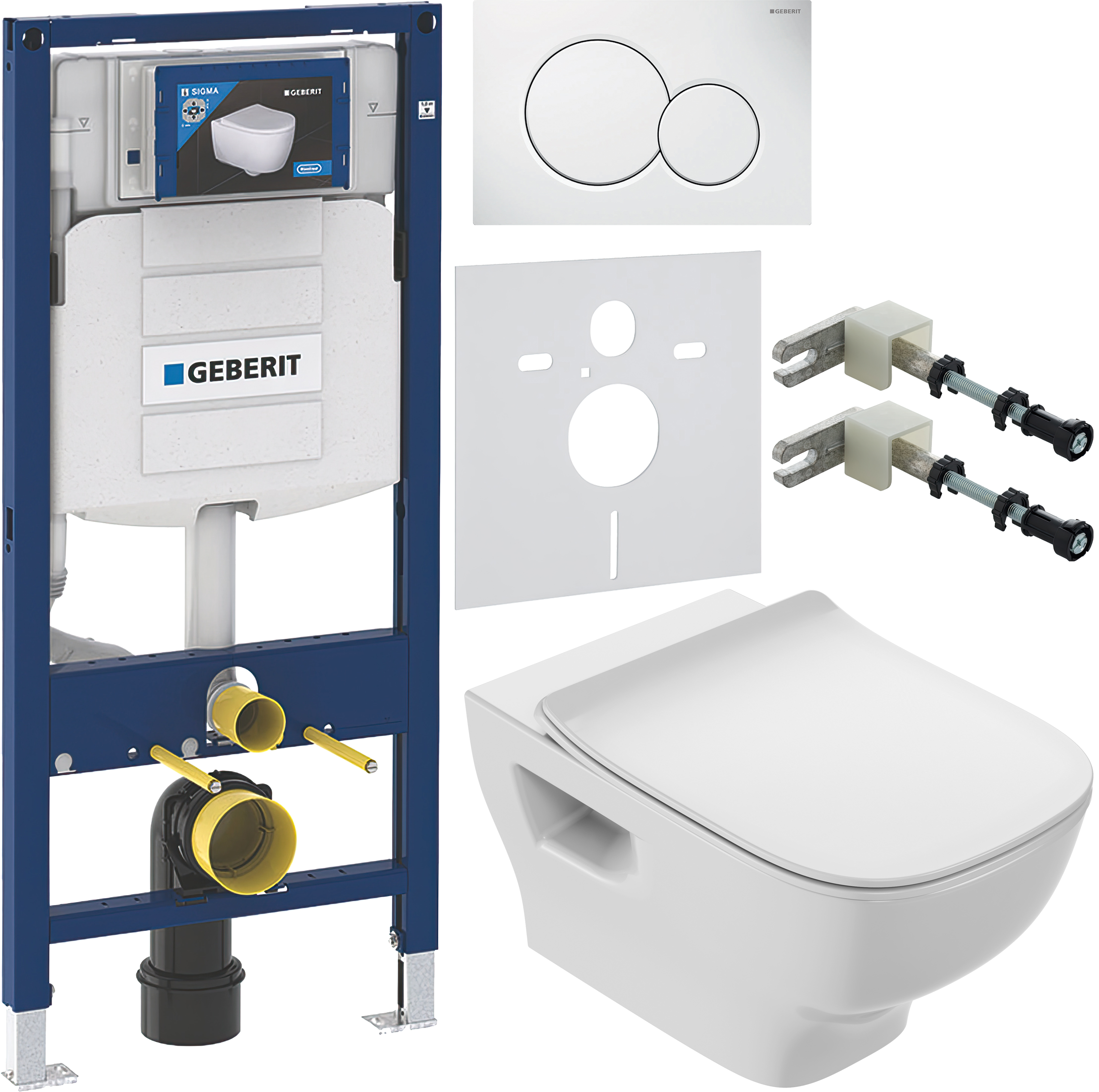 Комплект 6 в 1 Унитаз подвесной Jacob Delafon Struktura EDE102 + Сиденье E28931-WTE с микролифтом + Инсталляция Geberit Duofix UP 320 111.300.00.5 (111.950.00.6) + Кнопка Sigma 01 115.770.11.5 цвет белый + Крепления 111.815.00.1 к стене + Звукоизоляция 15