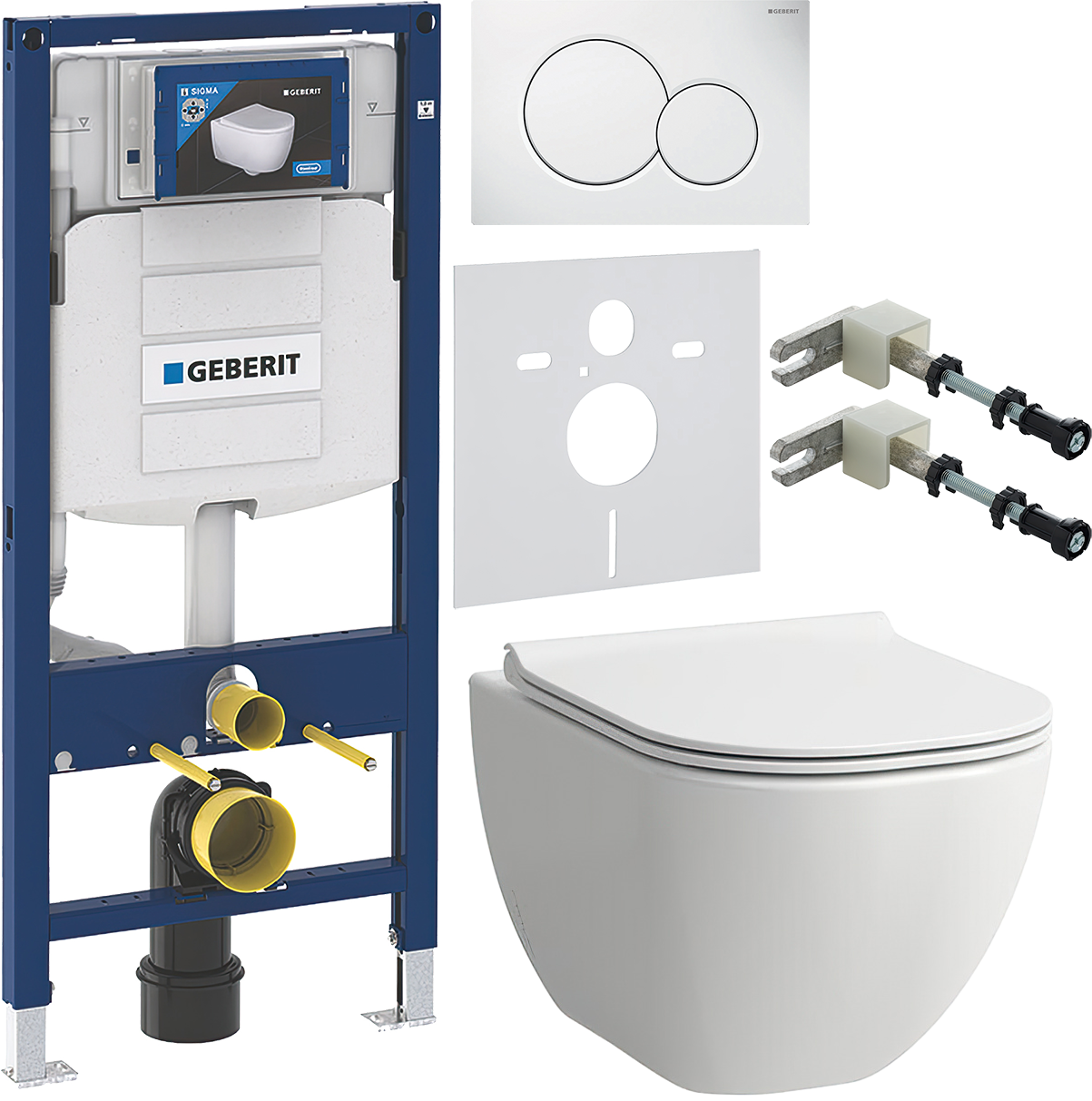 Комплект 5 в 1 Унитаз подвесной Laufen Basal 8.66E1.0.000.000.1 + Инсталляция Geberit Duofix UP 320 111.300.00.5 (111.950.00.6) + Кнопка Sigma 01 115.770.11.5 цвет белый + Крепления 111.815.00.1 к стене + Звукоизоляция 156.050.00.1