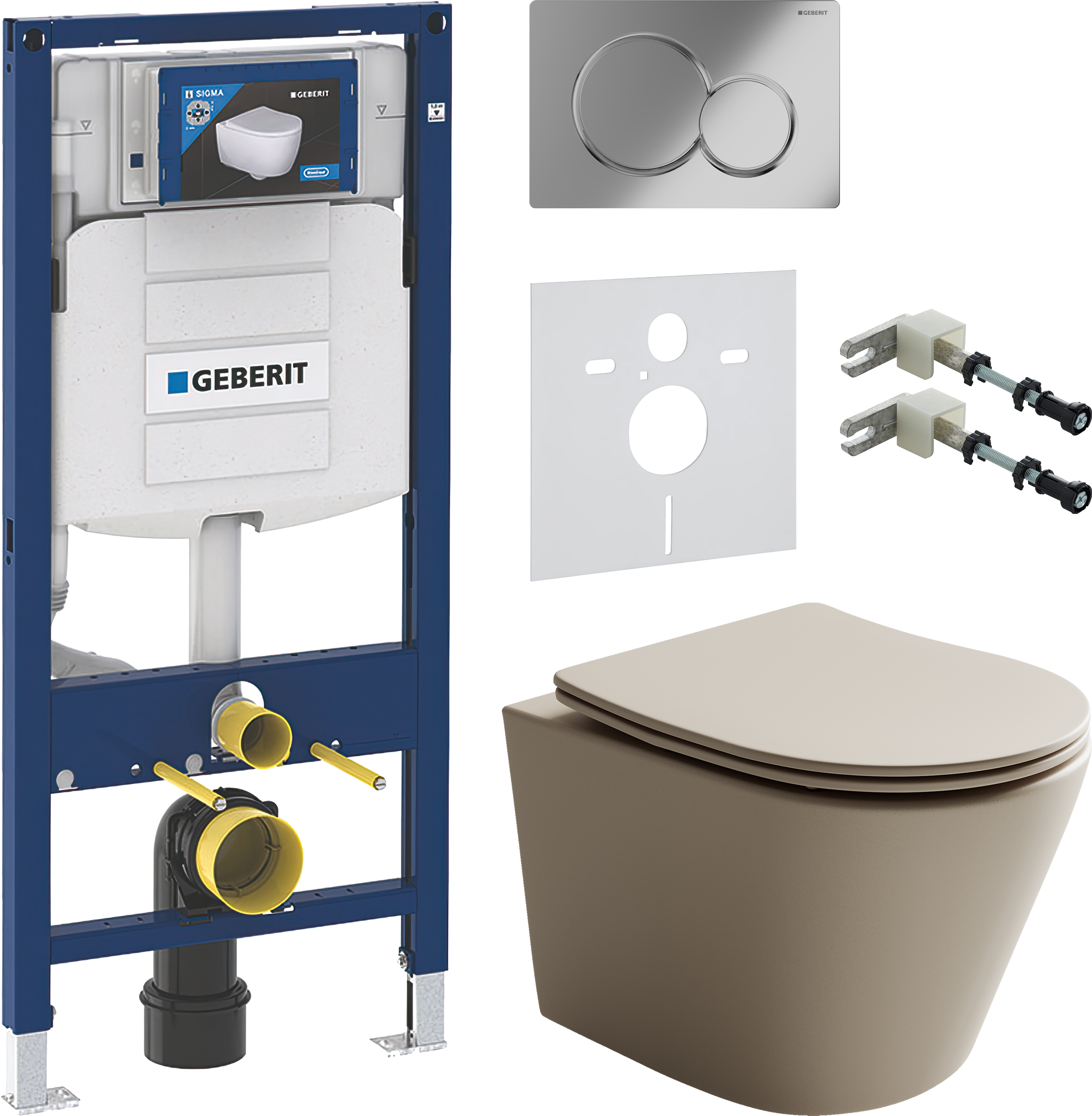 Комплект 5 в 1 Унитаз подвесной Ceramicanova Balearica CN6000MC + Крепления Geberit Duofix 111.815.00.1 + Звукоизоляция 156.050.00.1 + Инсталляция 111.300.00.5 + Кнопка Sigma 01 115.770.21.5