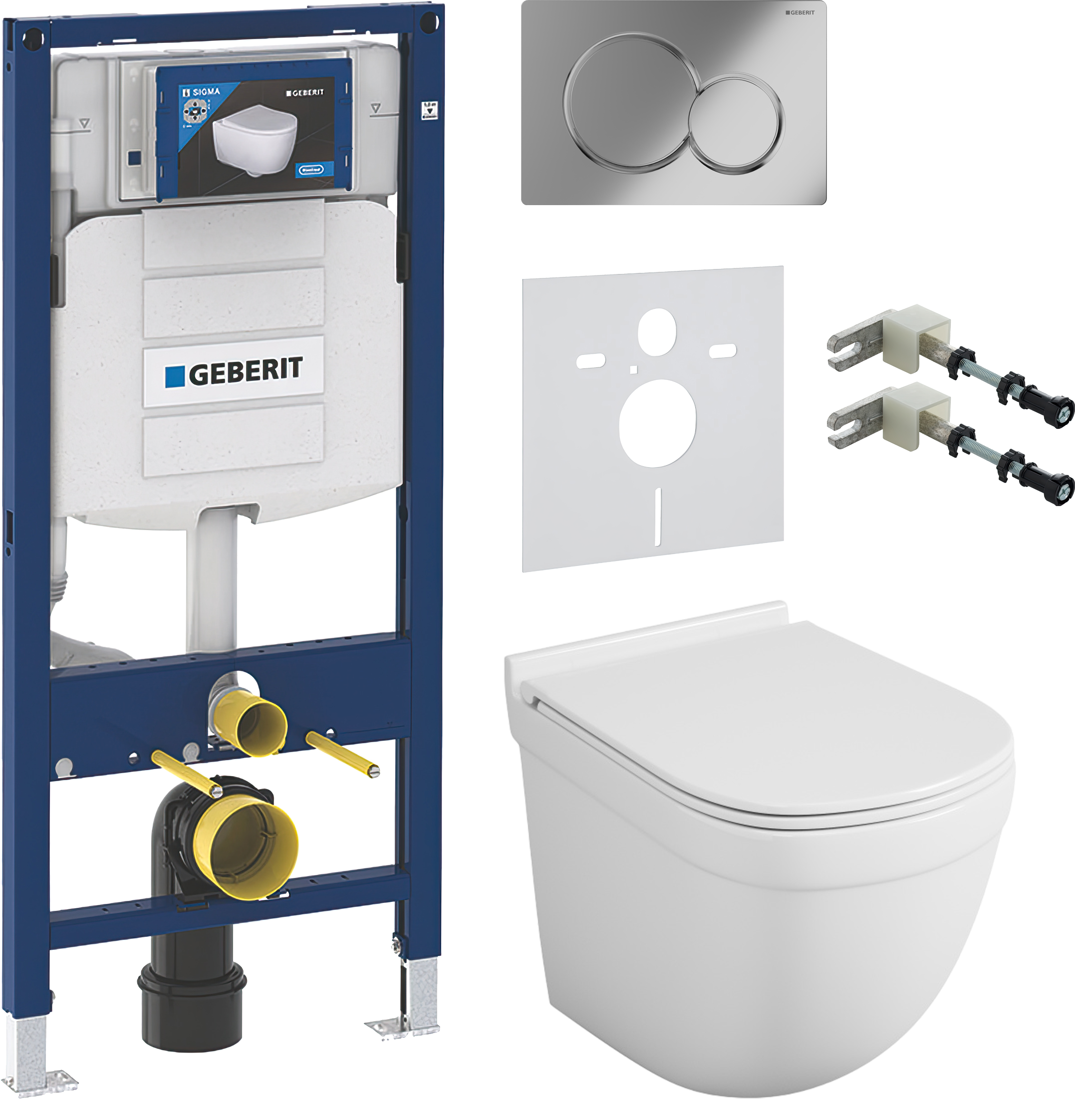 Комплект 5 в 1 Унитаз подвесной Owl 1975 Eld TOWLT190101 + Крепления Geberit Duofix 111.815.00.1 + Звукоизоляция 156.050.00.1 + Инсталляция 111.300.00.5 + Кнопка Sigma 01 115.770.21.5