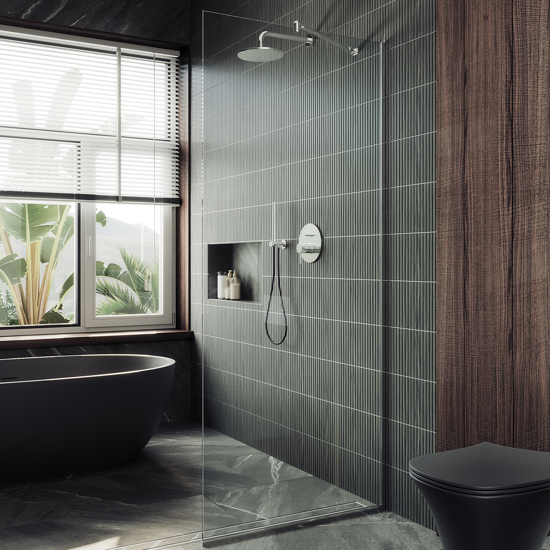 Душевая перегородка Maybahglass MGD-689-5у 89 см, профиль хром матовый, стекло прозрачное