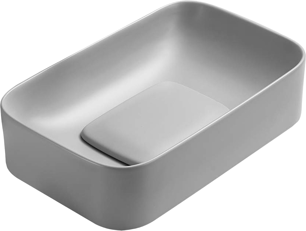 Накладная раковина Weltwasser WW Elbach 78575-70 MT-GR 71 матовая серая, прямоугольная, фаянс