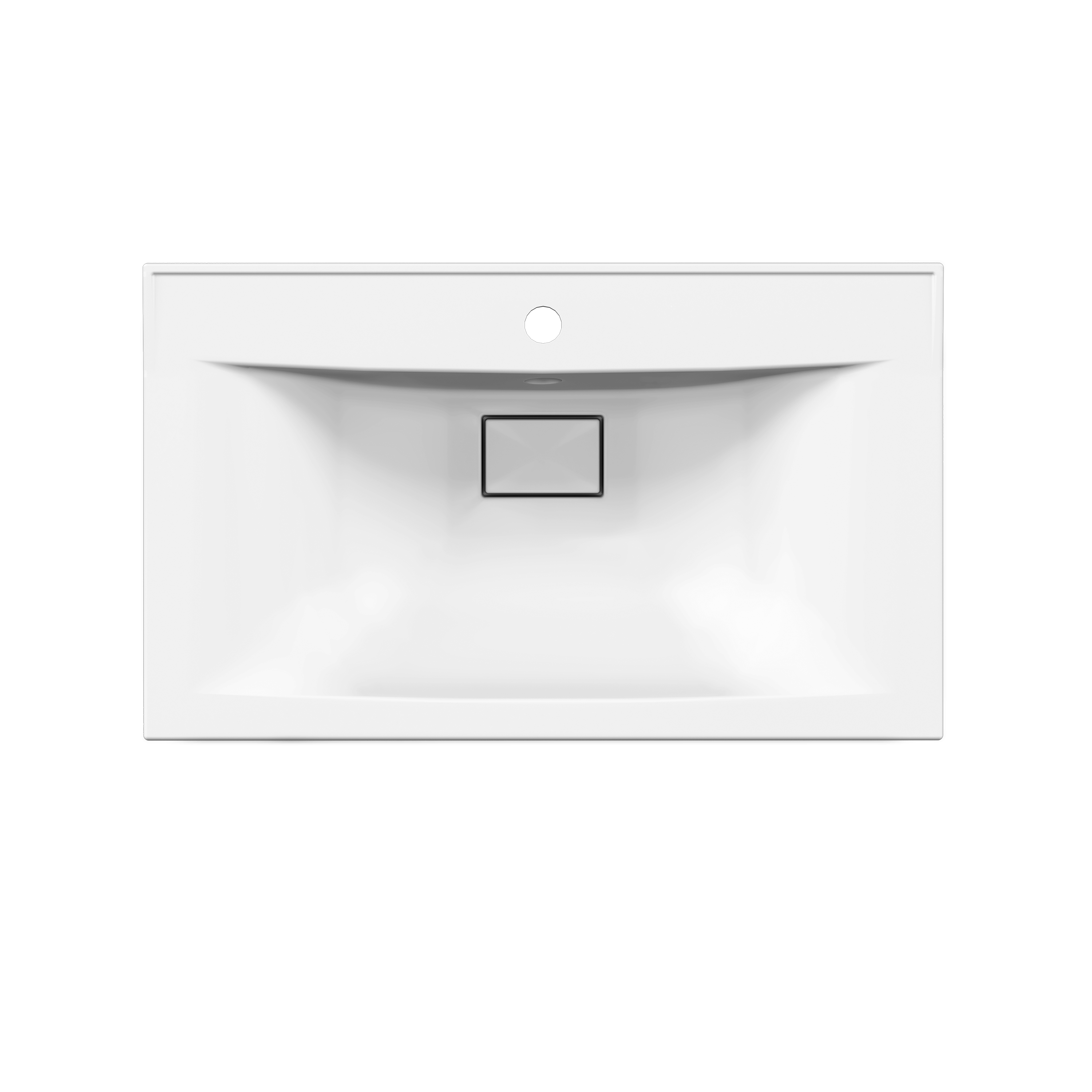 Мебельная раковина Paola Elegante 750 накладная, глянцевая белая, прямоугольная, литьевой мрамор