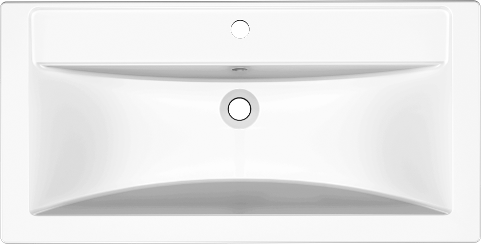 Мебельная раковина Paola Марио 90 накладная, глянцевая белая, прямоугольная, литьевой мрамор