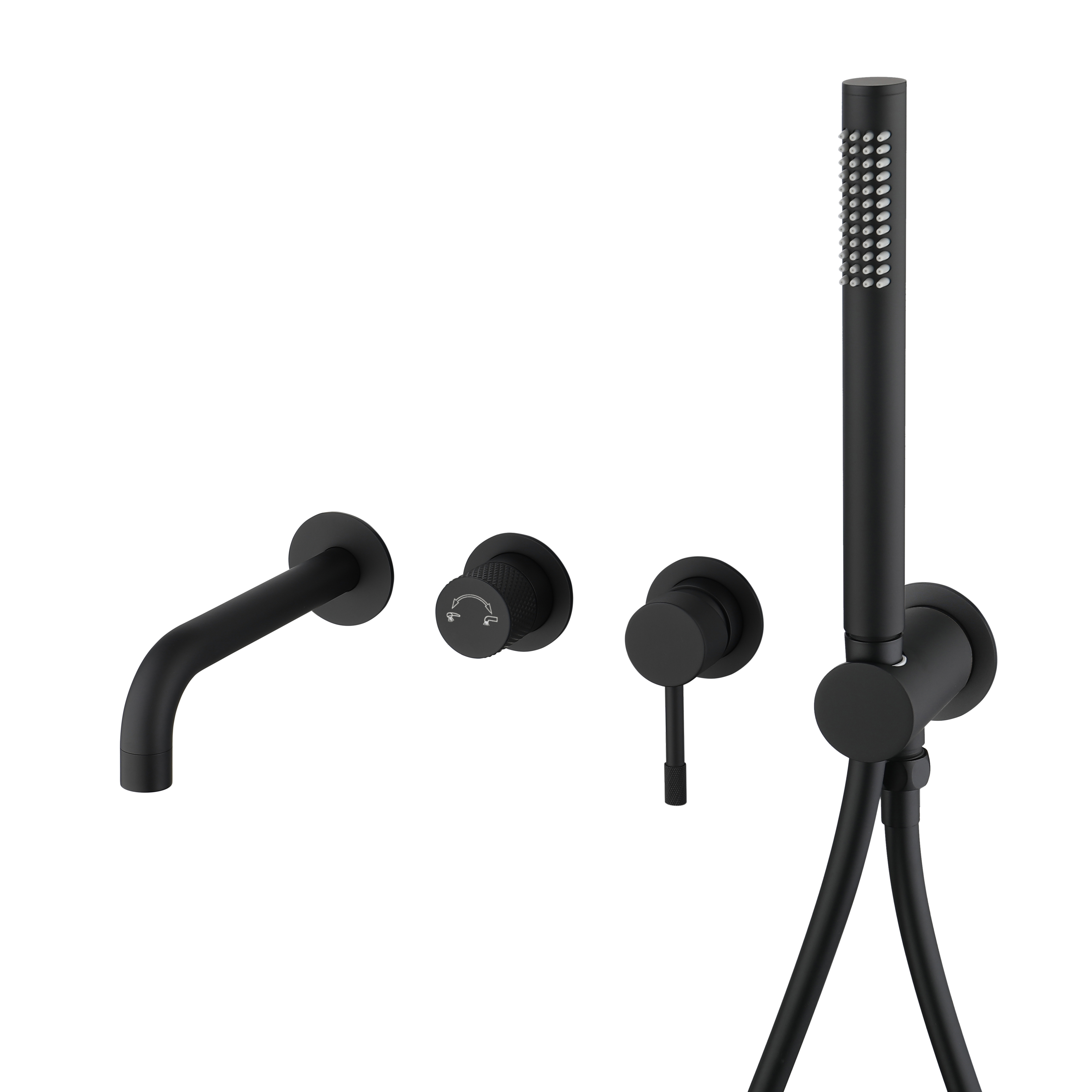 Встраиваемый смеситель для душа и ванны Boheme Uno 464-3-B С ВНУТРЕННЕЙ ЧАСТЬЮ, black