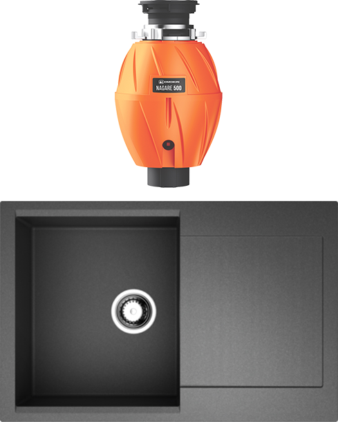 Комплект Мойка Omoikiri Daisen 78-BL, черная + Измельчитель Nagare 500