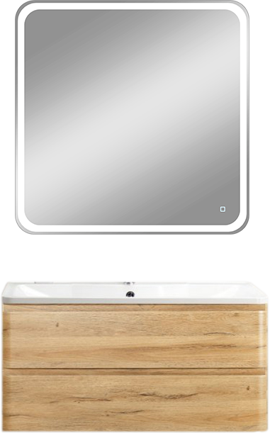 Мебель для ванной комнаты BelBagno Albano 80 подвесная, rovere rustico, зеркало DIWO Коломна