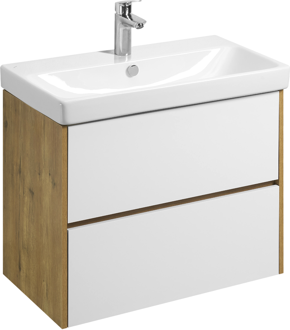 Тумба под раковину без столешницы AQUATON Сканди 80 белая, дуб рустикальный