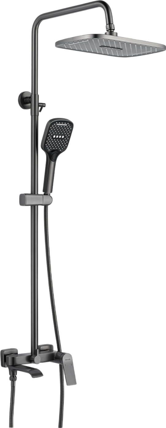 Душевая стойка Shevanik S4136T оружейная сталь