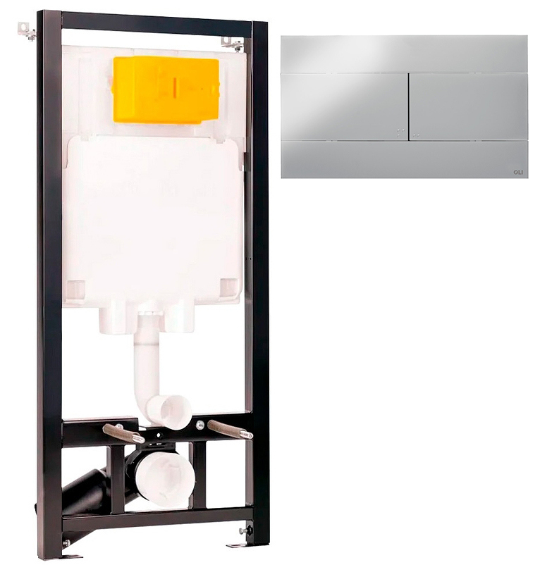 Инсталляция с кнопкой OLI 80 ECO Sanitarblock mechanic цвет хром, крепление к полу и стене, с регулировкой по высоте