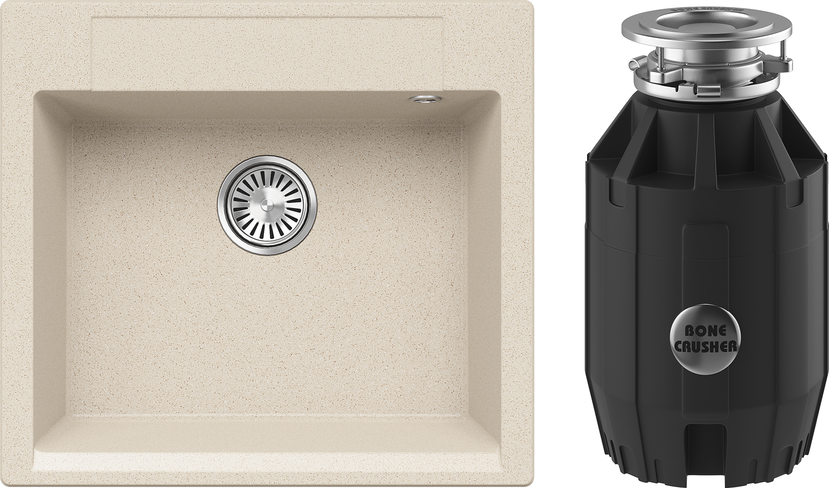 Комплект Мойка Polygran Argo 560, кремовая + Измельчитель Bone Crusher BC 910-AS