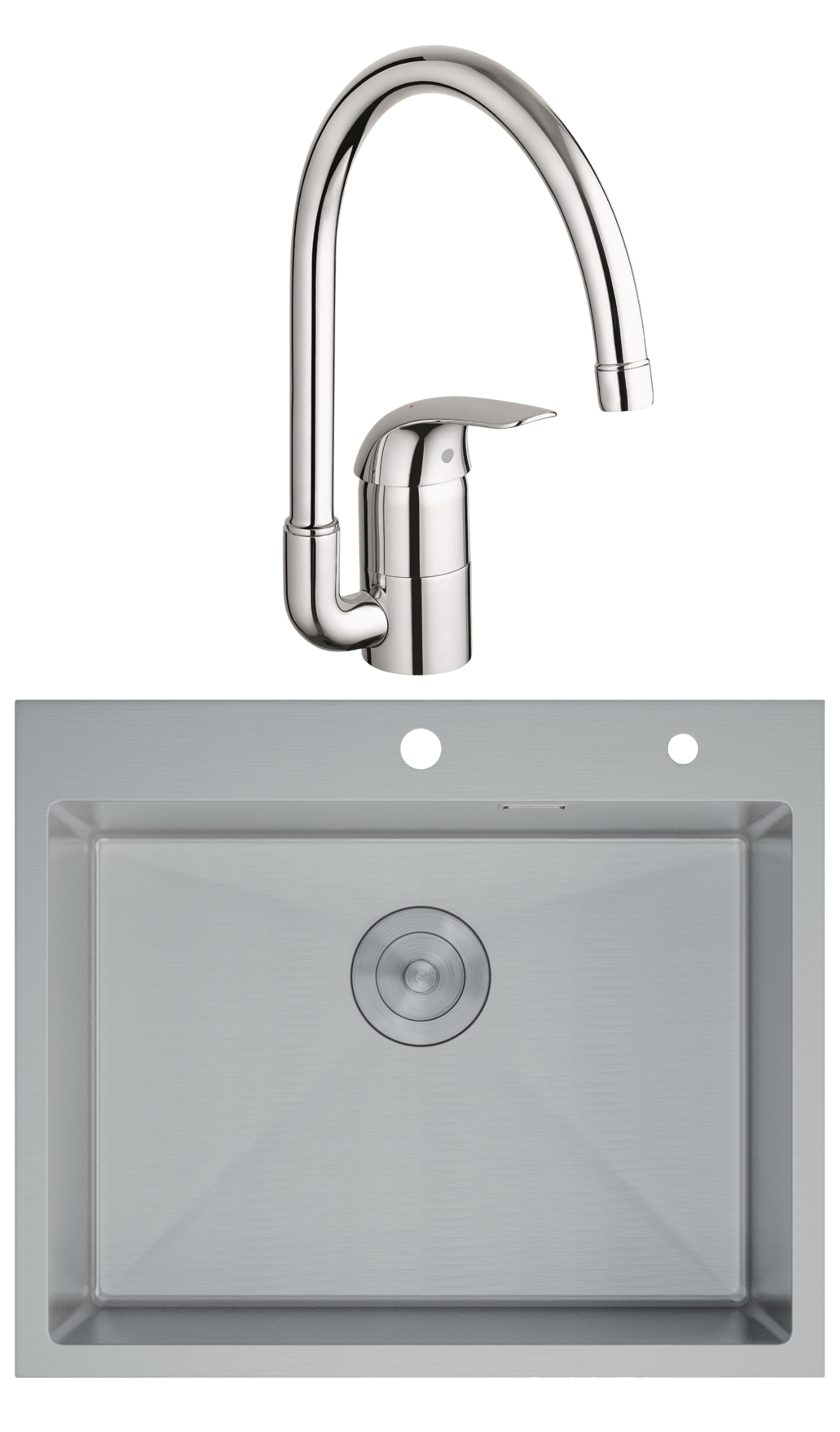 Комплект Мойка D&K DKS604504, сатин + Смеситель Grohe Euroeco