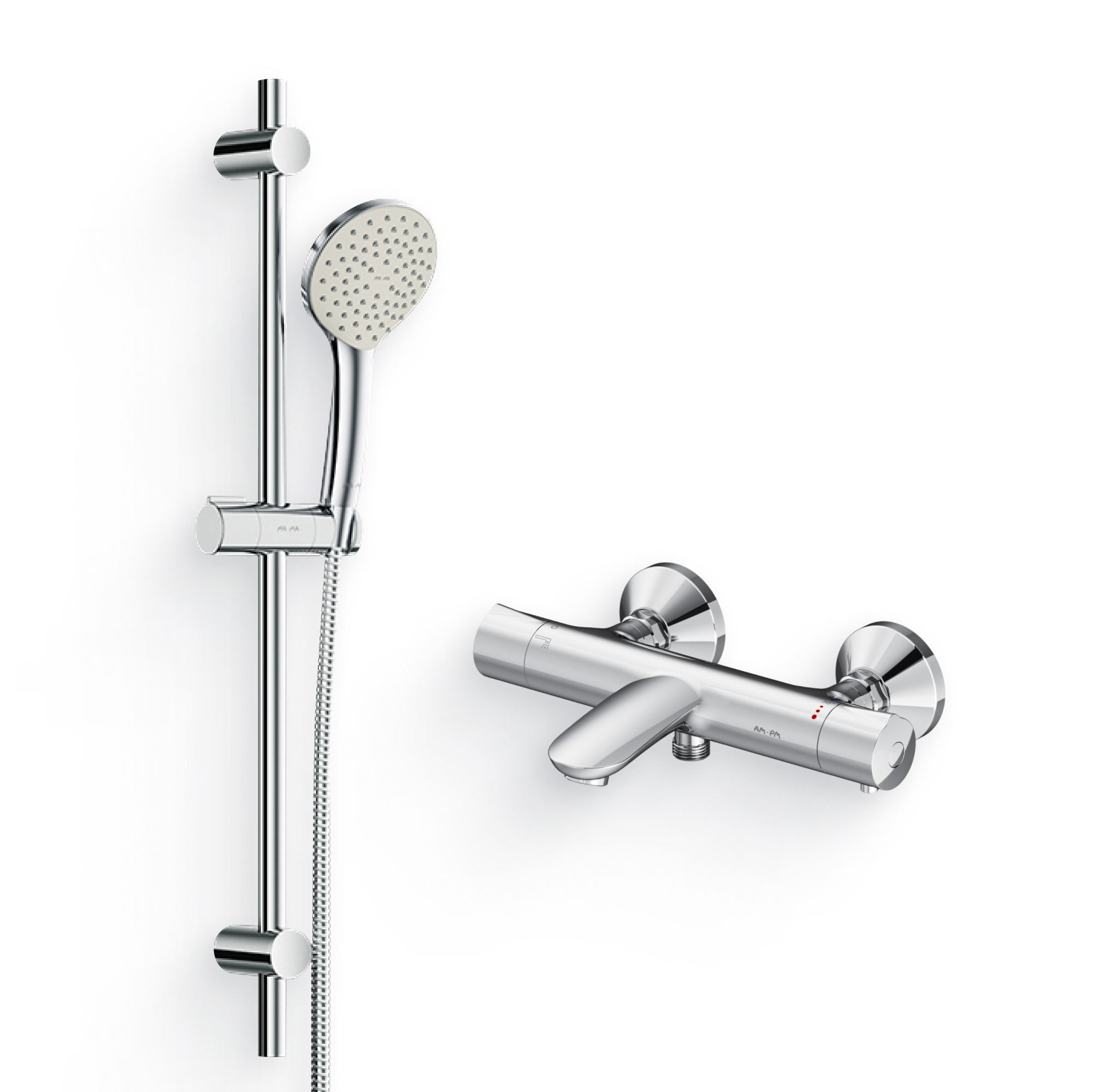 Душевой комплект Термостат AM.PM Like F8050000 для ванны с душем + Гарнитур Gem F0190000 хром