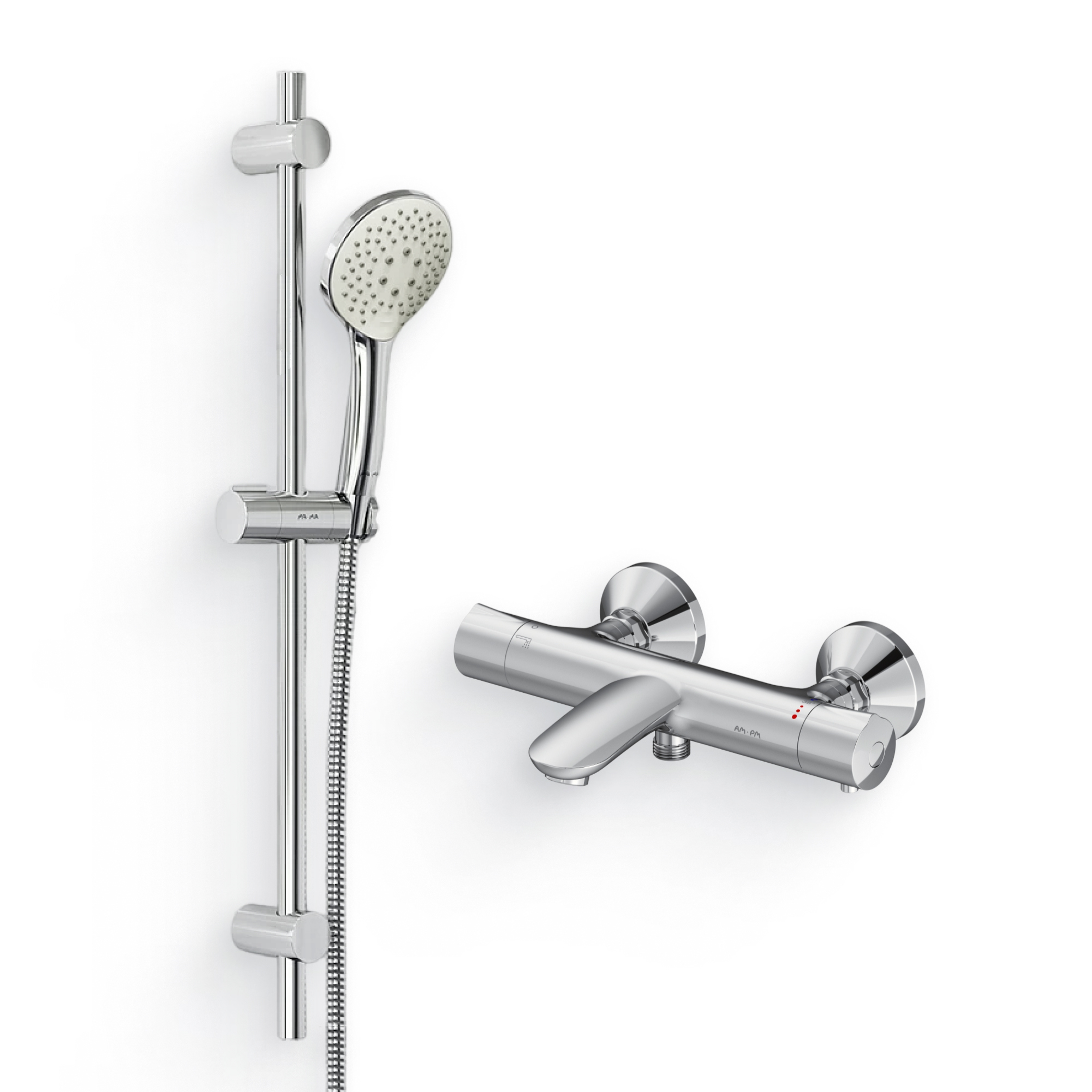 Душевой комплект Термостат AM.PM Like F8050000, для ванны с душем + Гарнитур Gem F0190100, хром