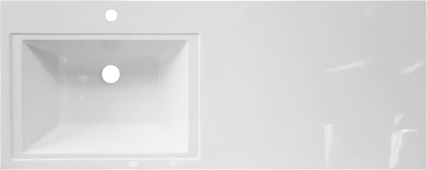 Раковина над стиральной машиной Эстет Даллас 130 L белая, прямоугольная, искусственный камень, со столешницей справа, с кронштейном