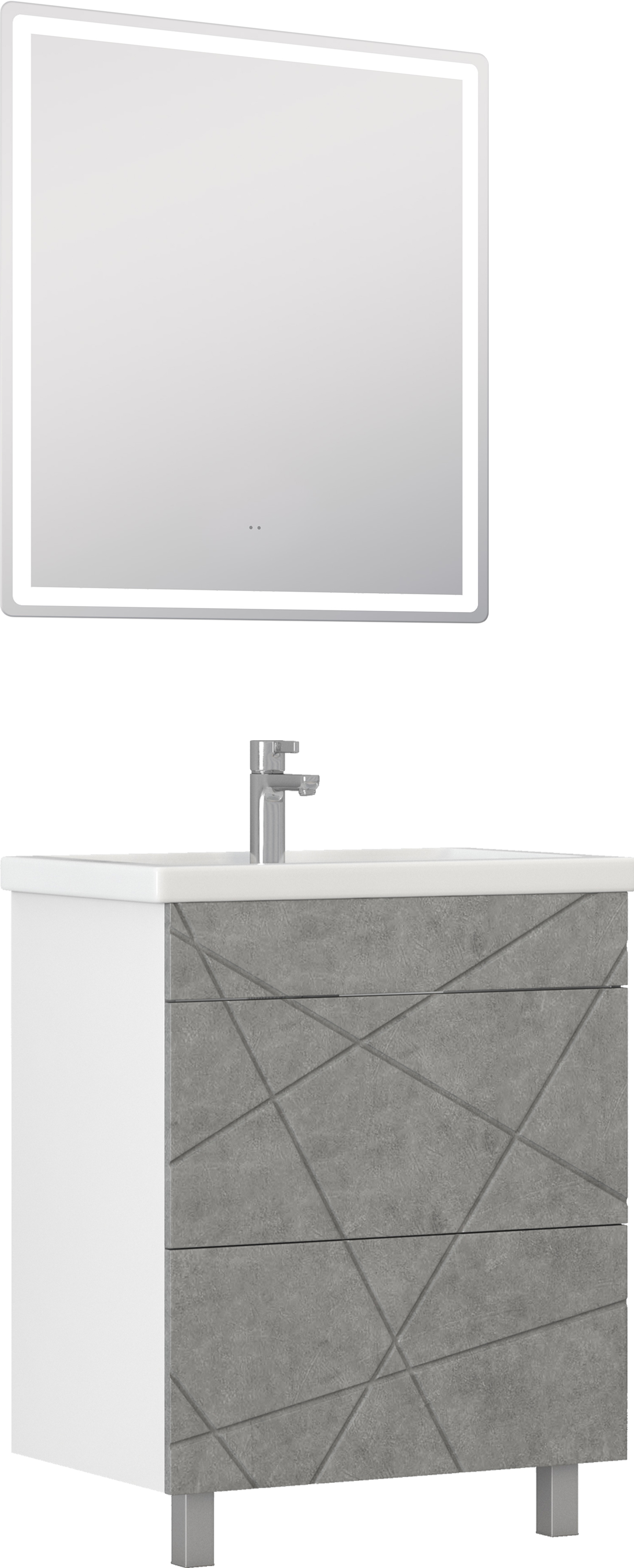 Мебель для ванной комнаты Vigo Geometry 60 напольная, бетон, раковина Cersanit Como 60