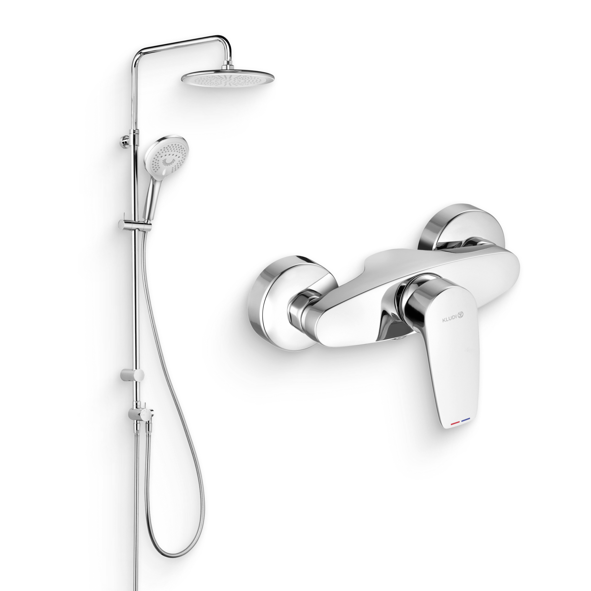 Душевой комплект Смеситель для душа Kludi Pure&Solid 348410575 + Стойка Freshline dual shower system 6709005-00