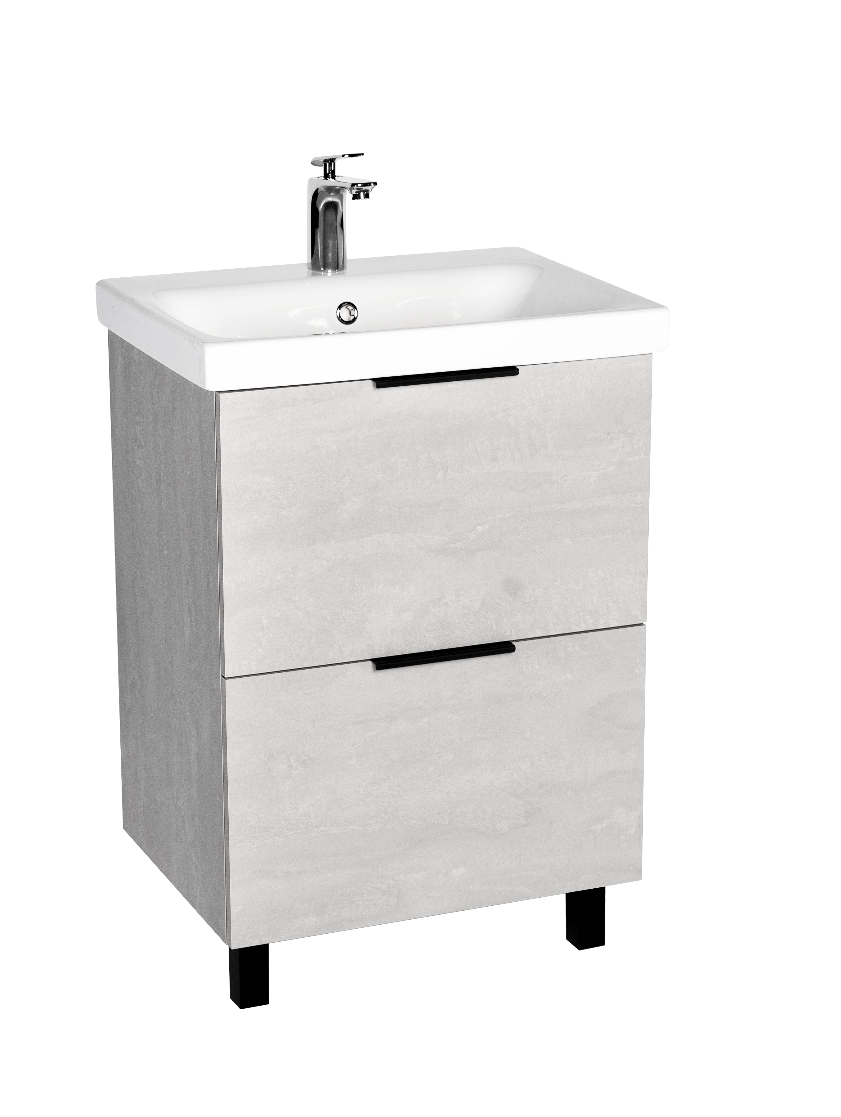 Тумба под раковину без столешницы VIANT Берлин 60 напольная, с ящиками, цемент