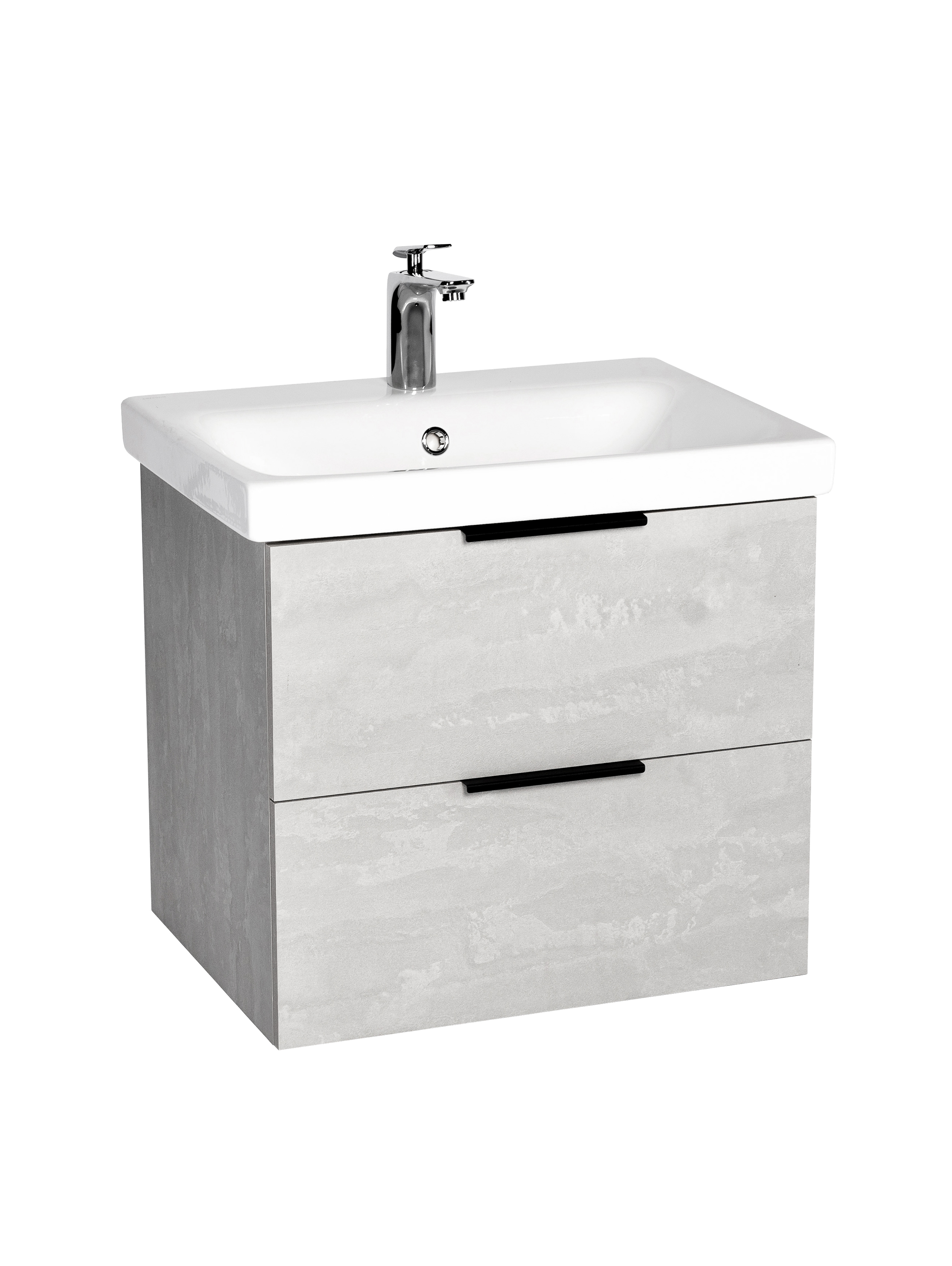 Тумба с раковиной VIANT Берлин 60 подвесная, с ящиками, цемент
