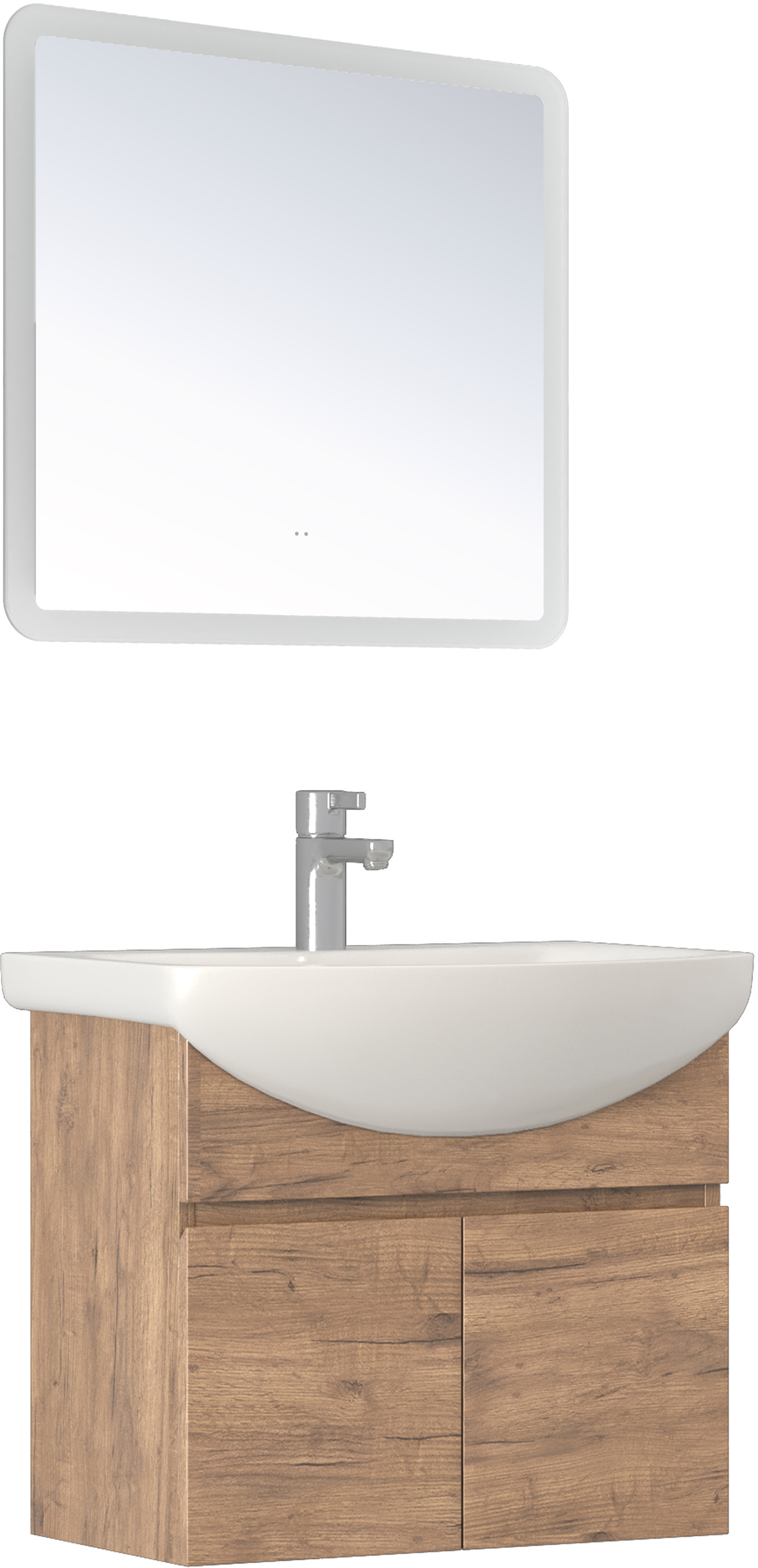 Мебель для ванной комнаты Vigo Wing 60 подвесная, дуб золотой, раковина Балтика 60