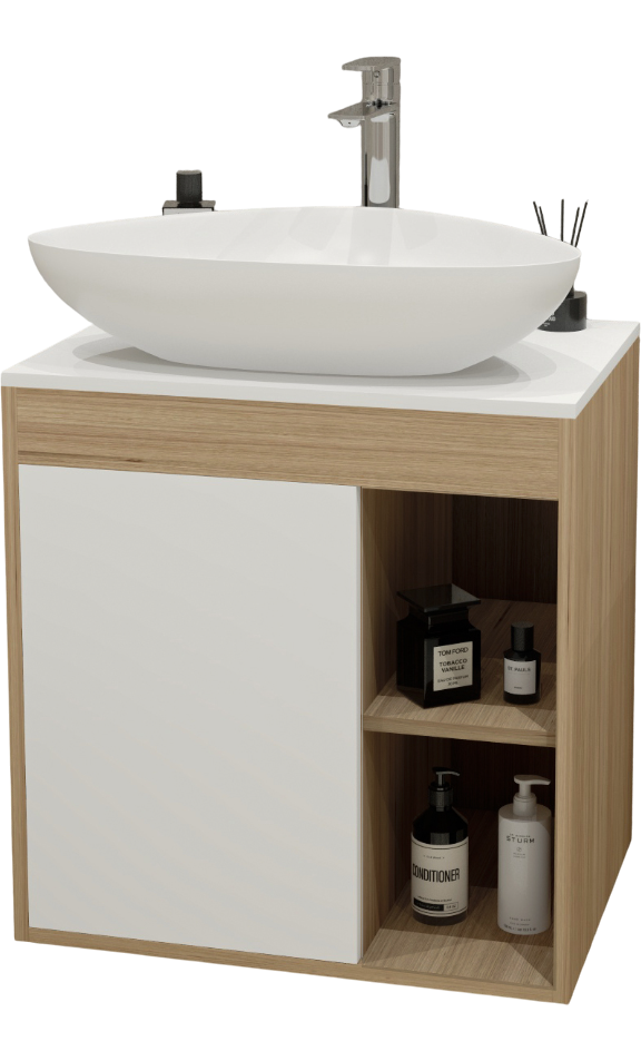 Тумба с раковиной Teymi Nura 60 дуб эврика, матовая белая, раковина Ellie 60