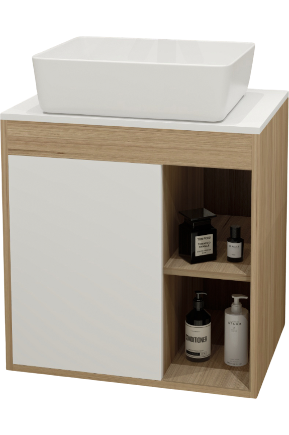 Тумба с раковиной Teymi Nura 60 дуб эврика, матовая белая, раковина Helmi 50