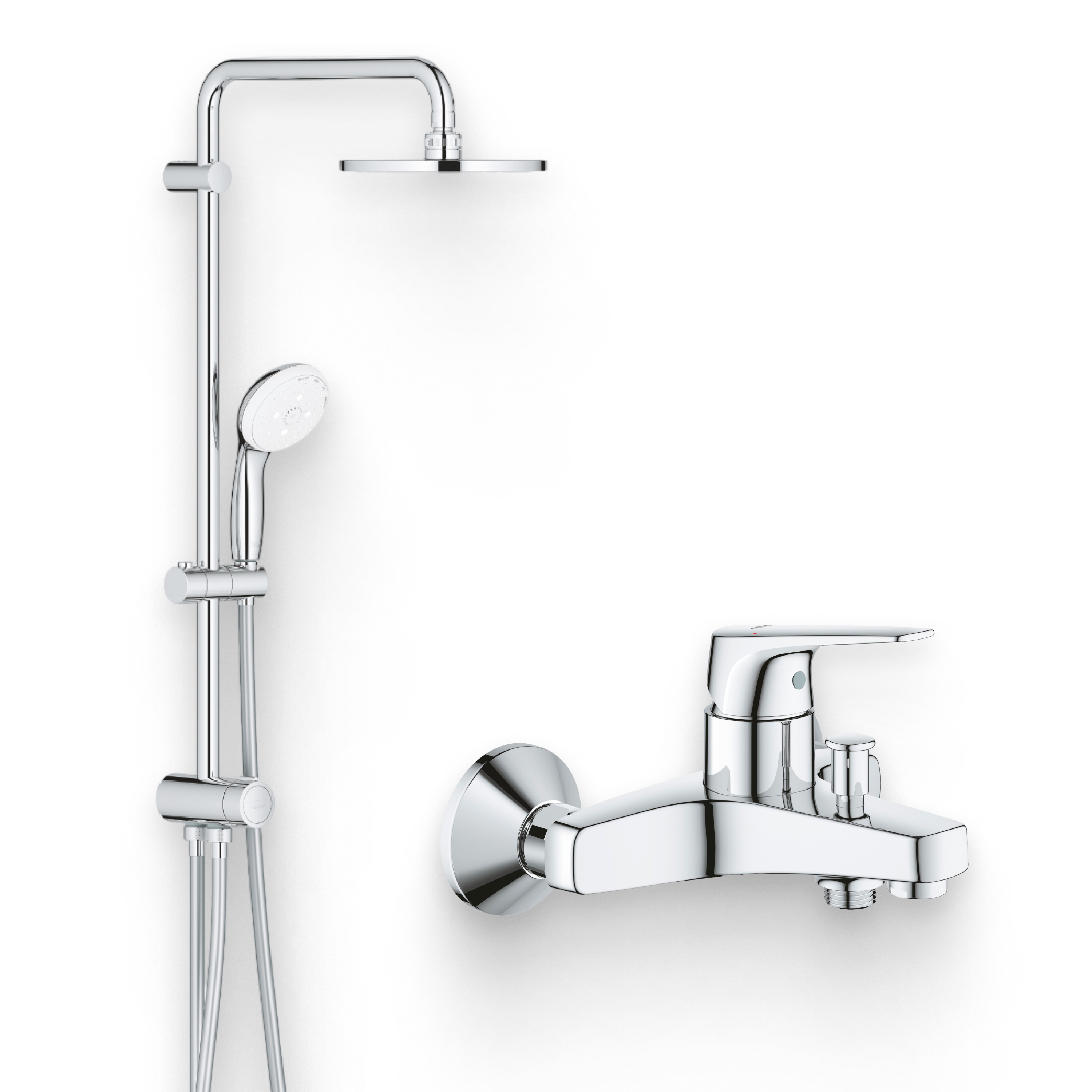 Душевой комплект Смеситель Grohe BauFlow 23601000 + Стойка New Tempesta 27389002