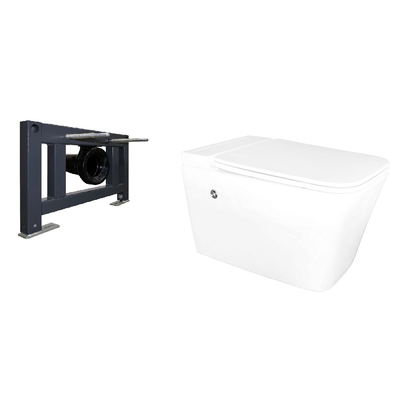 Унитаз подвесной AZARIO AZ-101C безободковый, с монтажной рамой, глянцевый белый