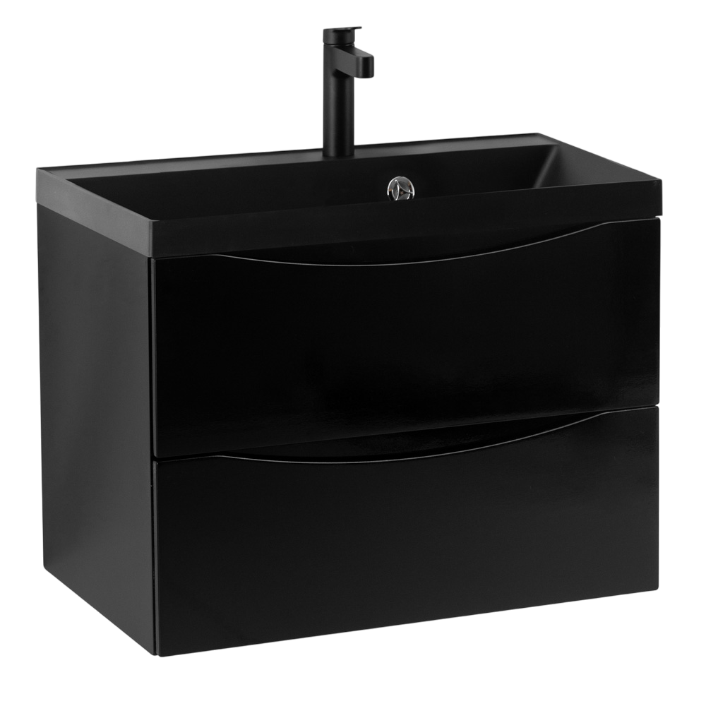 Тумба с раковиной BelBagno Marino 70 подвесная, nero lucido, черная раковина