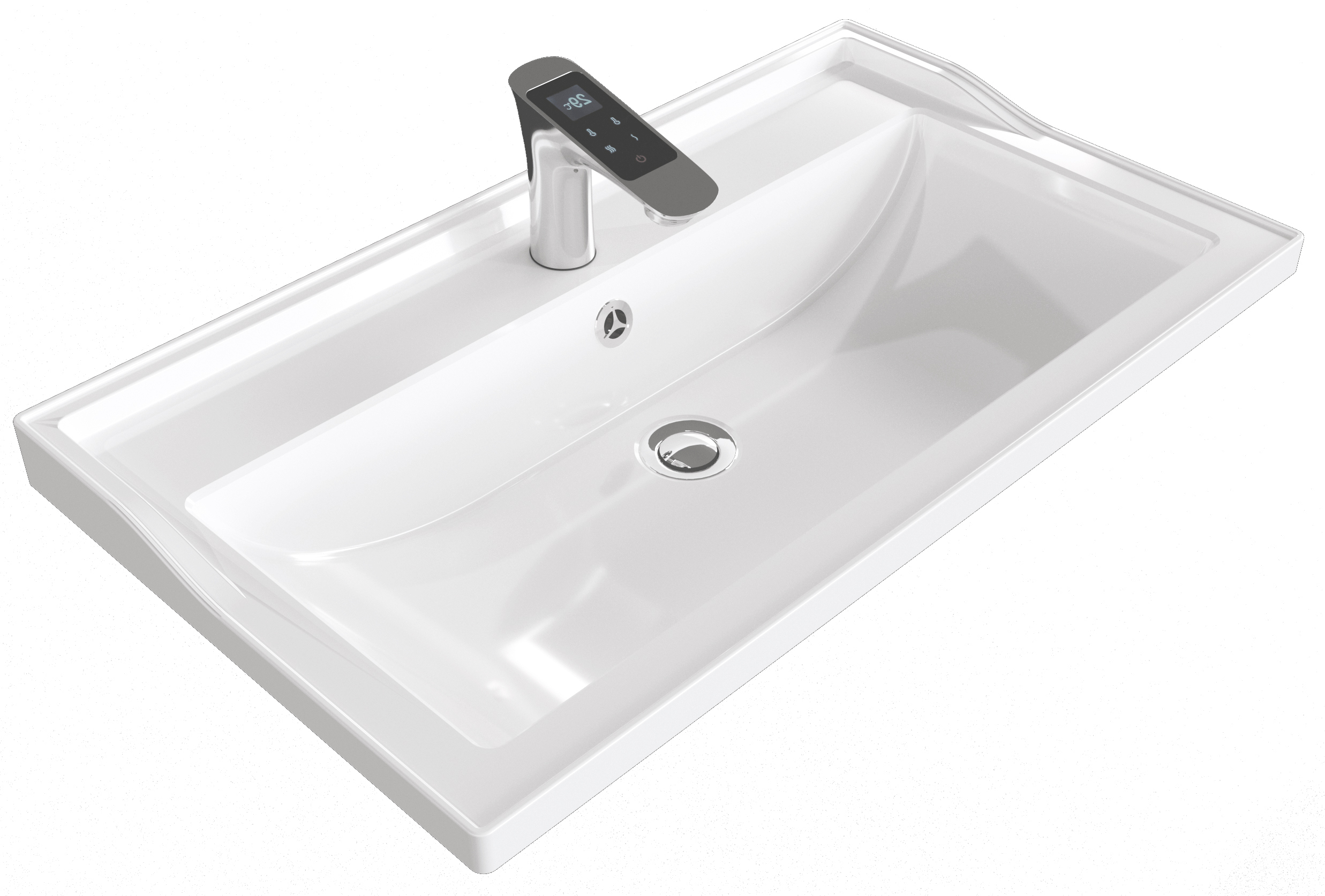 Мебельная раковина VERSALIA Fiesta 100 накладная, глянцевая белая, прямоугольная, искусственный мрамор