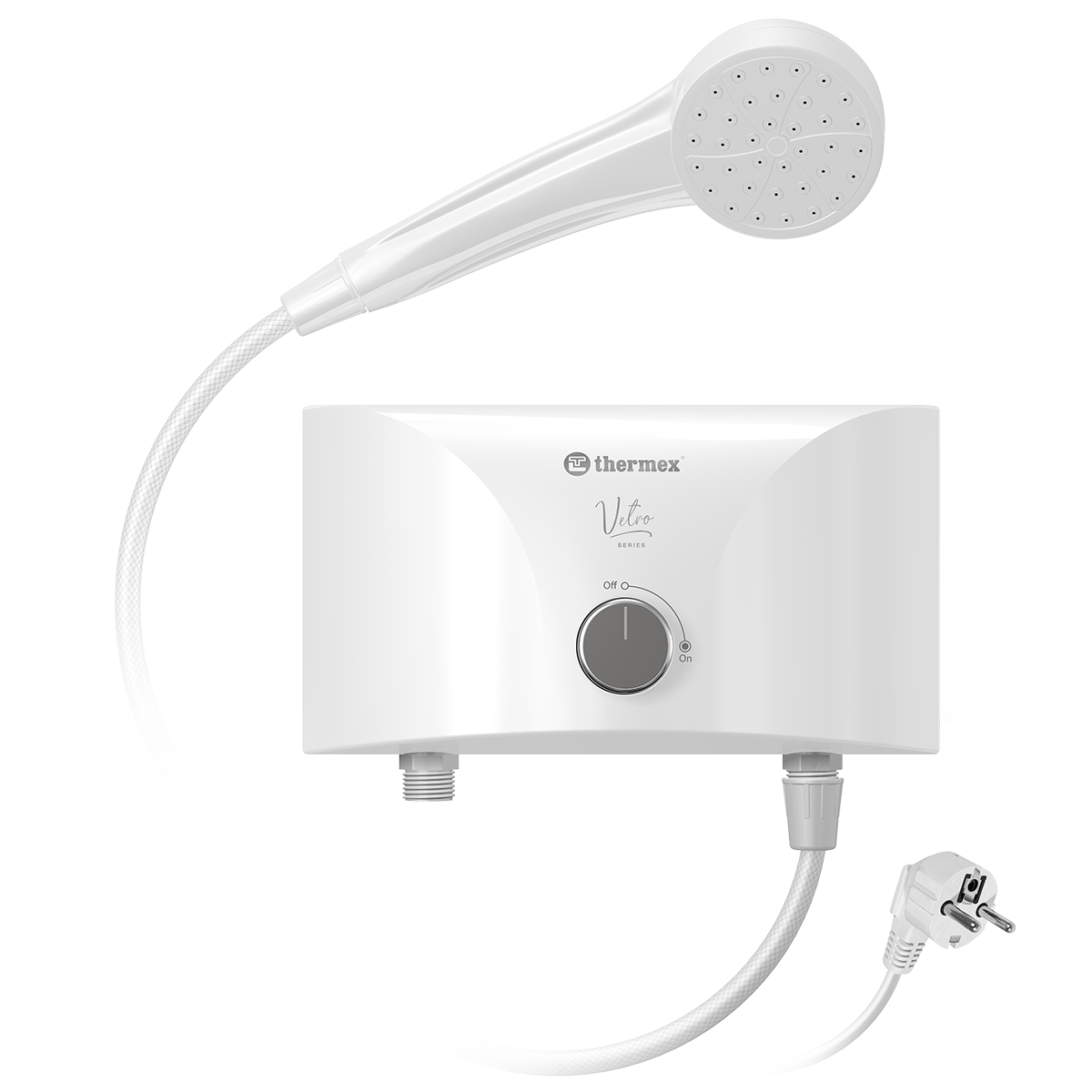Проточный водонагреватель Thermex Vetro 6500 shower электрический, настенный, горизонтальный, белый