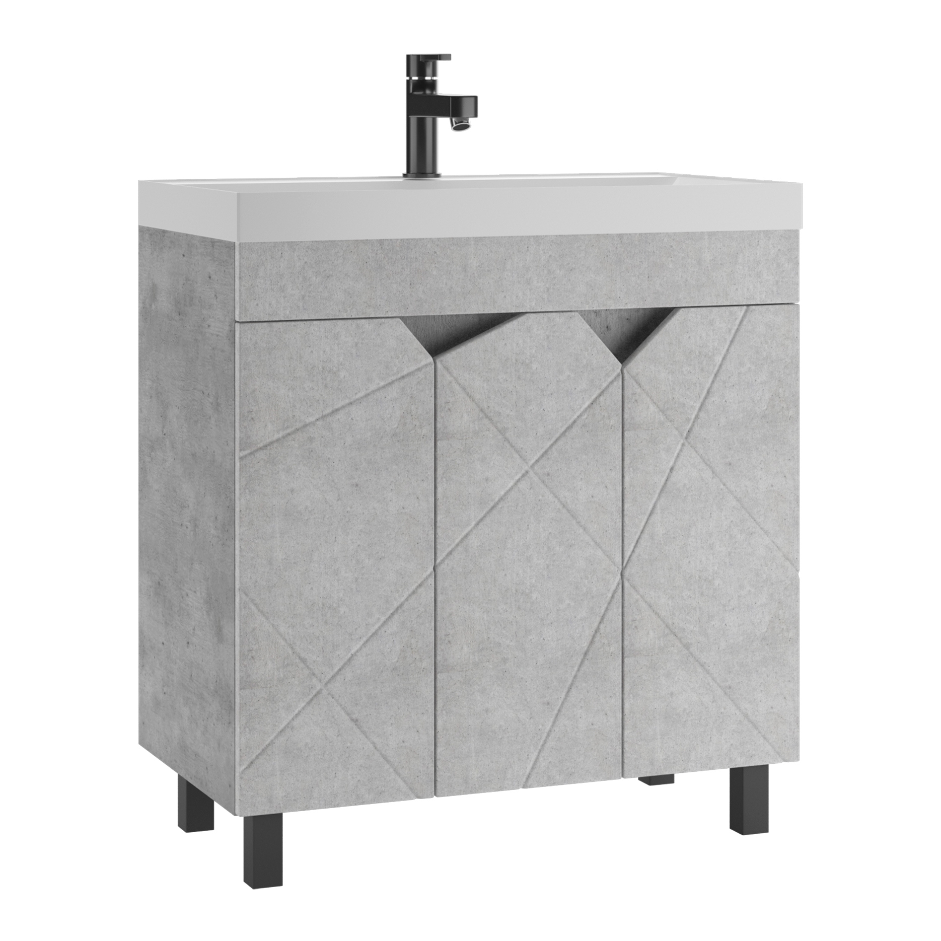 Тумба с раковиной Домино Вектор (Vector) 80 напольная, бетон, раковина Classica 80