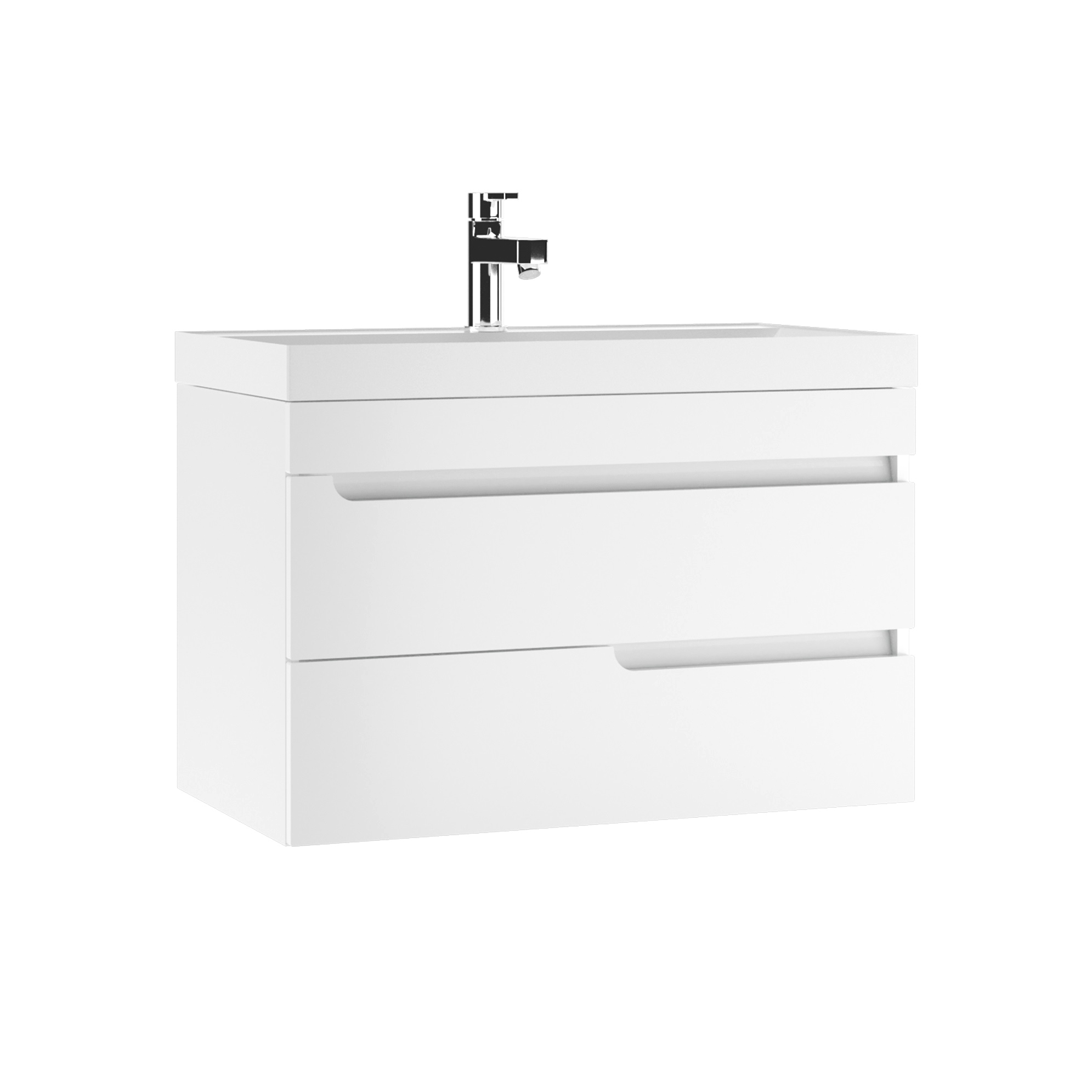 Тумба с раковиной Айсберг Веста 80 подвесная, глянцевая белая