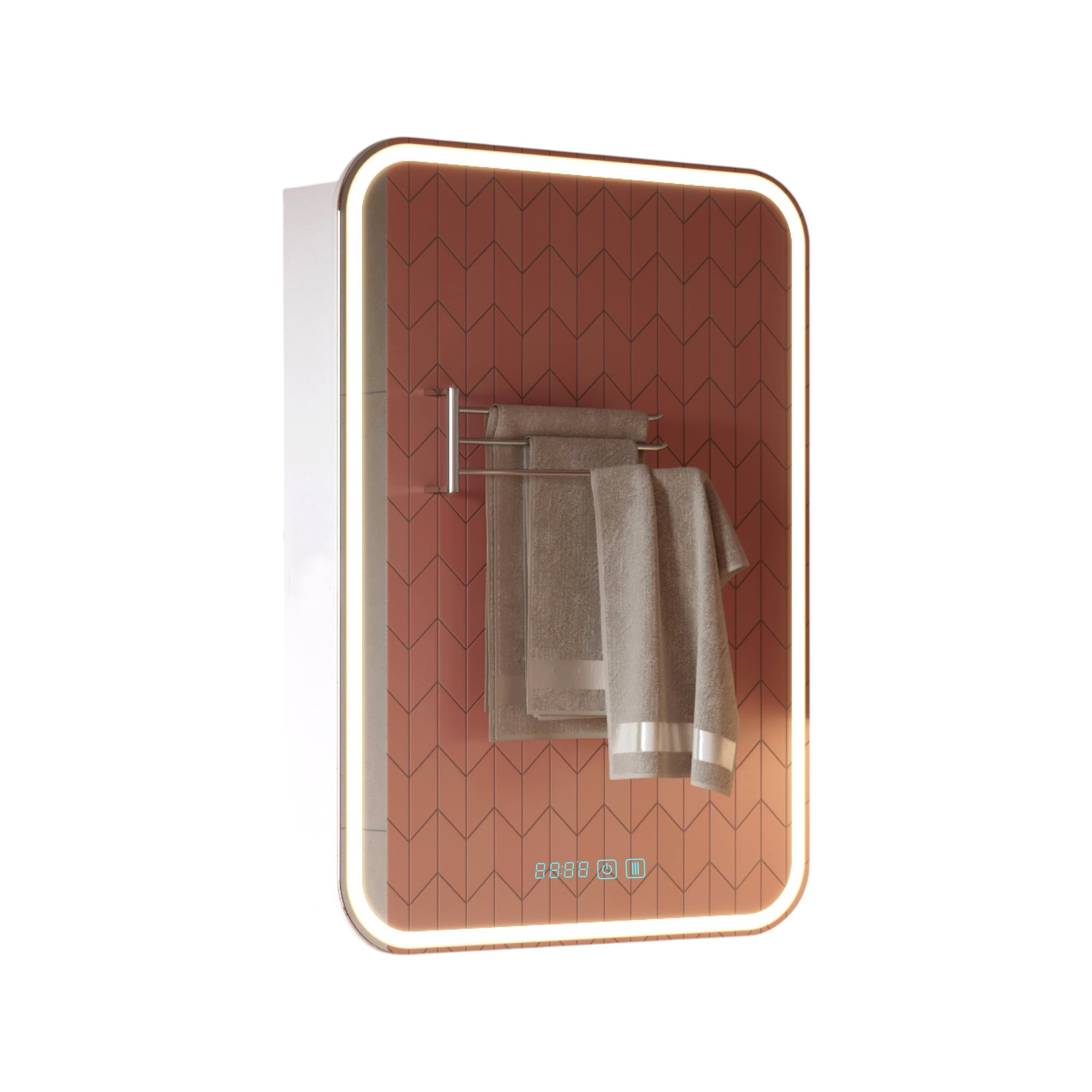 Зеркало-шкаф Alavann Lana 60х80 R с подсветкой, антизапотеватель, часы