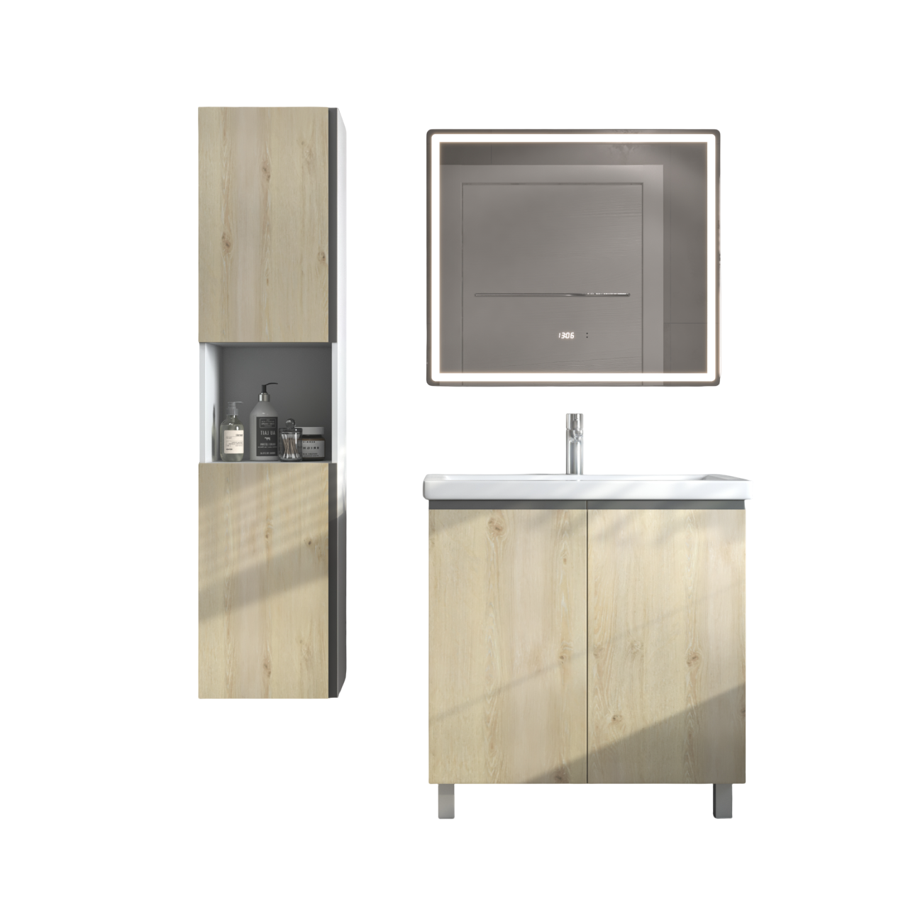 Мебель для ванной комнаты Vigo Yuma 80 напольная, 2 дверцы, дуб давос